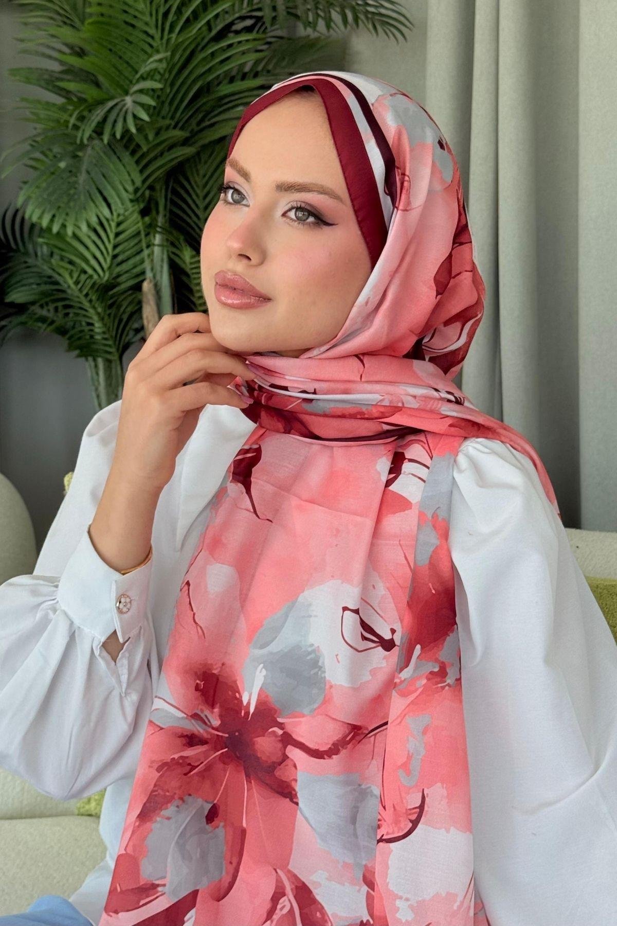 Alaçatı Dijital Şal Bordo, Fiyatları Alaçatı Dijital Şal Bordo- Haza Moda 