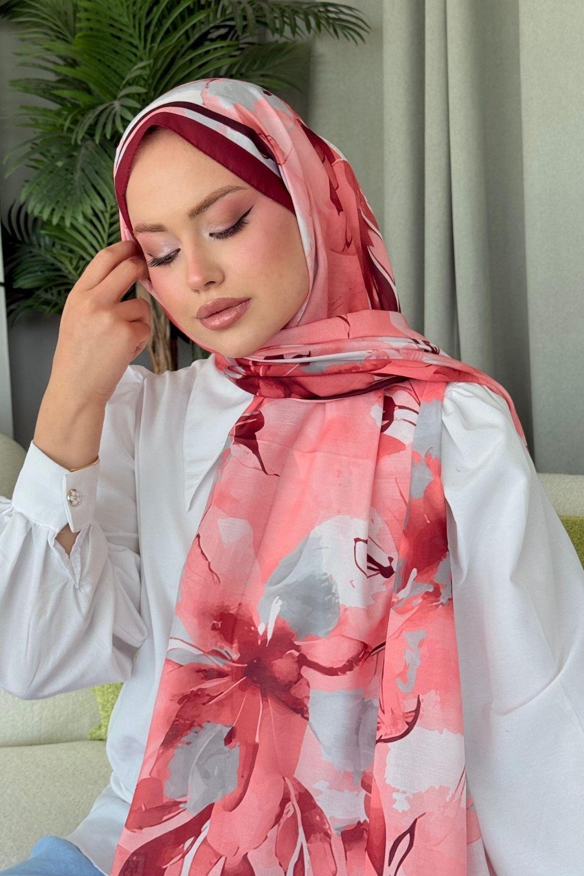 Alaçatı Dijital Şal Bordo, Fiyatları Alaçatı Dijital Şal Bordo- Haza Moda 