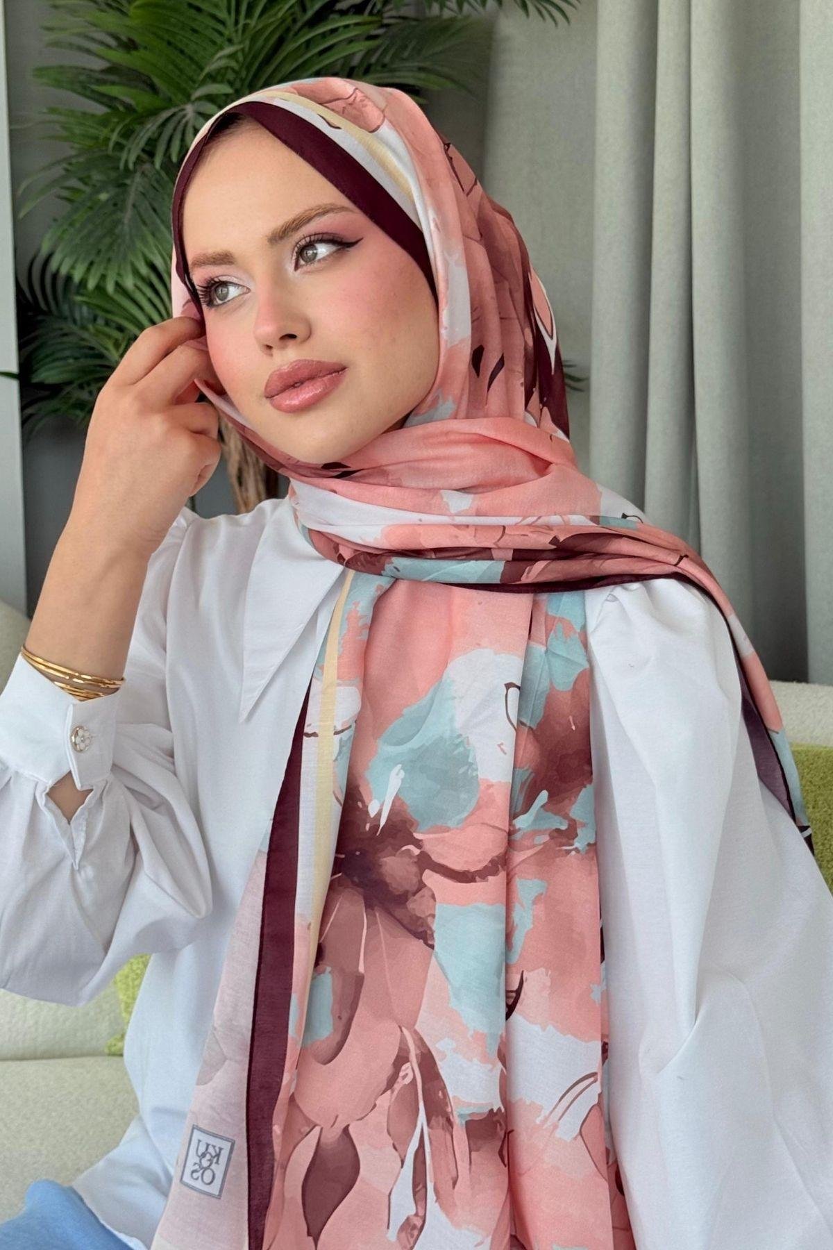 Alaçatı Dijital Şal Mürdüm, Fiyatları Alaçatı Dijital Şal Mürdüm- Haza Moda 