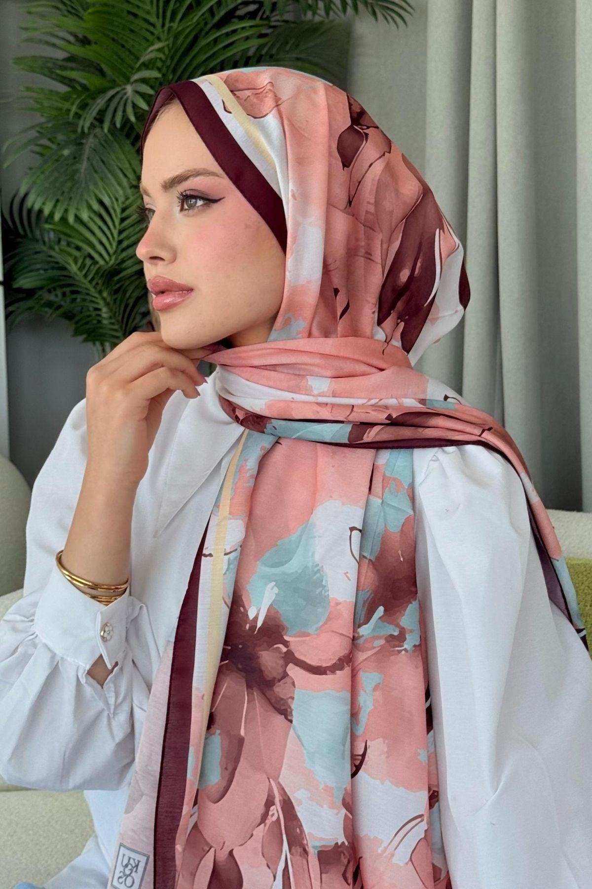 Alaçatı Dijital Şal Mürdüm, Fiyatları Alaçatı Dijital Şal Mürdüm- Haza Moda 