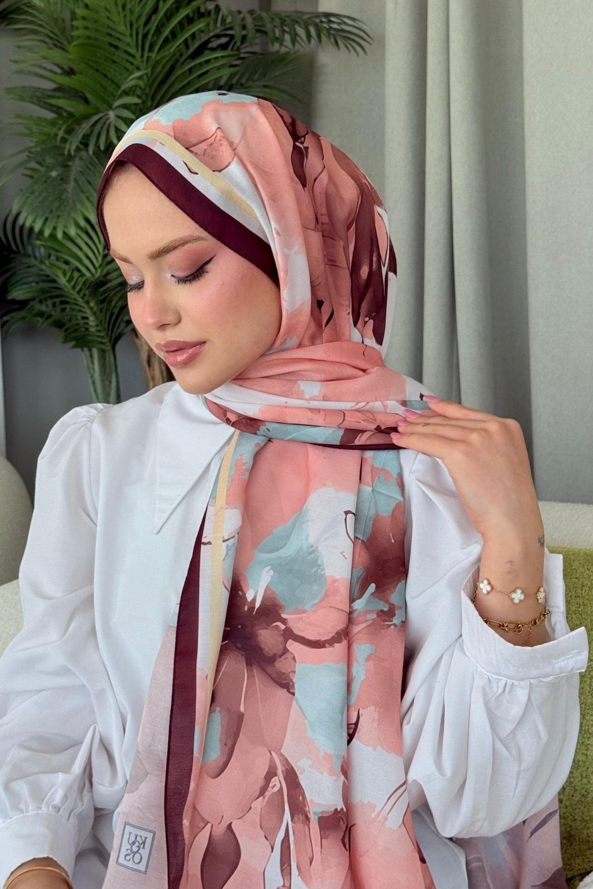 Alaçatı Dijital Şal Mürdüm, Fiyatları Alaçatı Dijital Şal Mürdüm- Haza Moda 