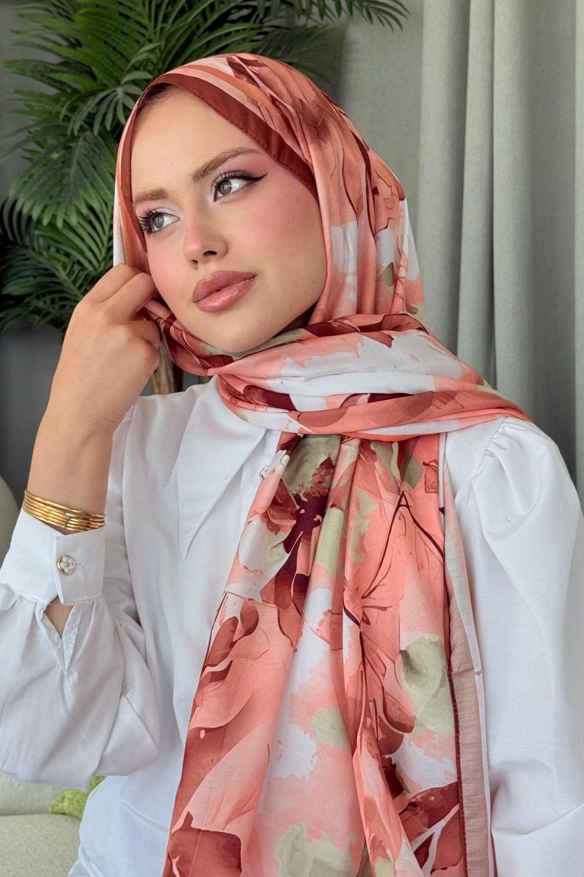 Alaçatı Dijital Şal Turuncu, Fiyatları Alaçatı Dijital Şal Turuncu- Haza Moda 