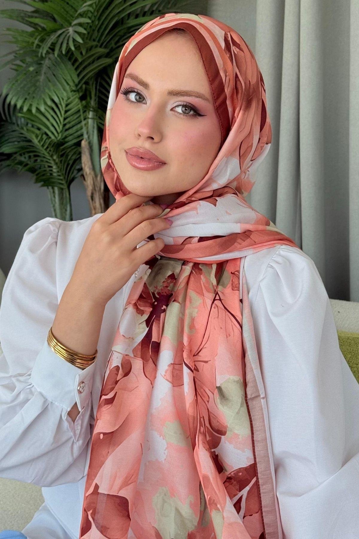 Alaçatı Dijital Şal Turuncu, Fiyatları Alaçatı Dijital Şal Turuncu- Haza Moda 