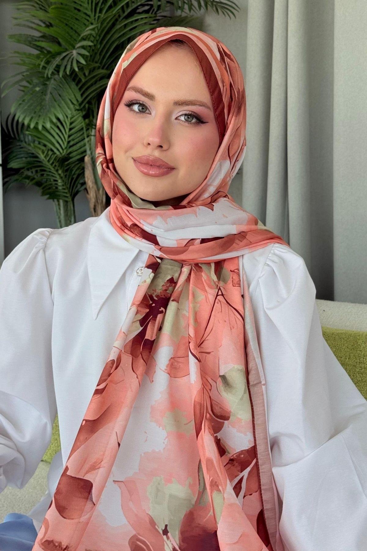 Alaçatı Dijital Şal Turuncu, Fiyatları Alaçatı Dijital Şal Turuncu- Haza Moda 