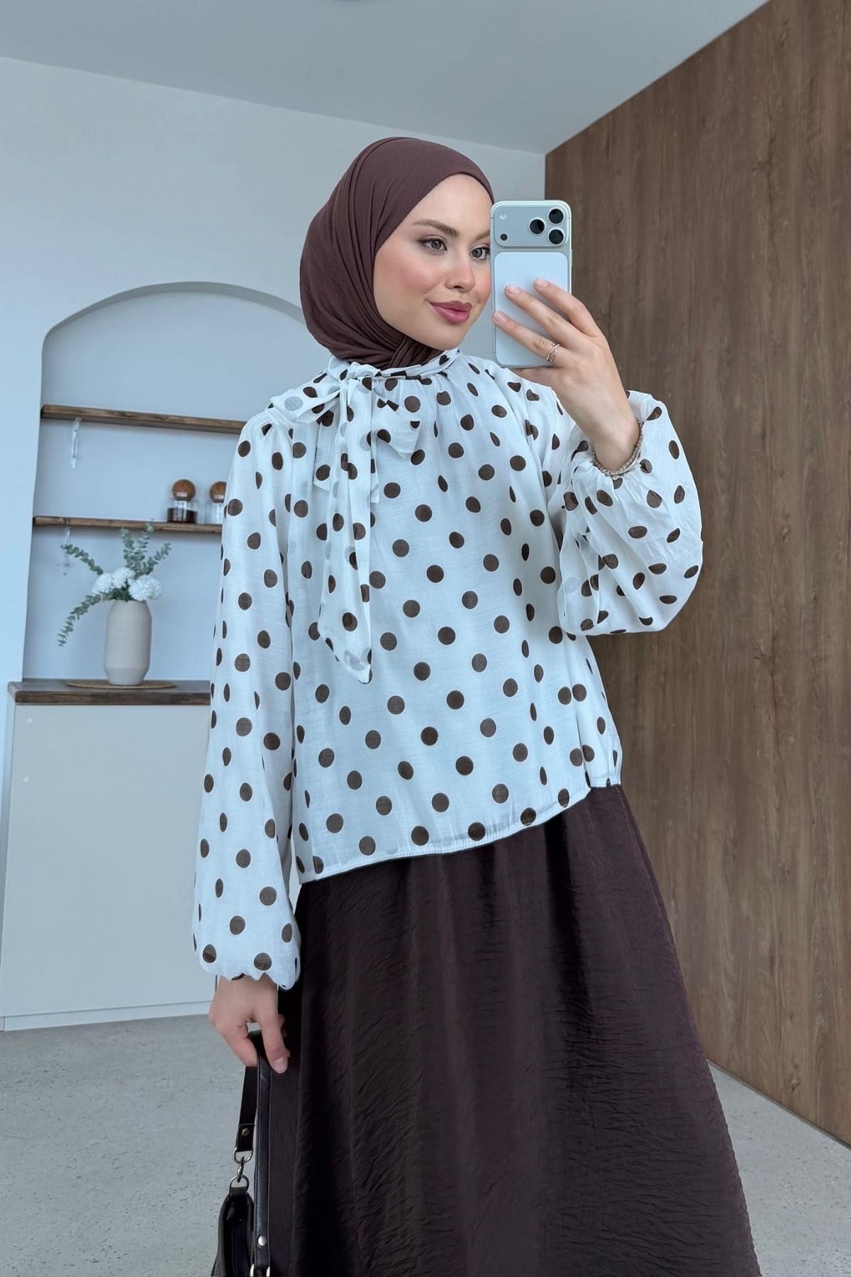 Amelia Puantiyeli Etekli Takım Kahve, Fiyatları 