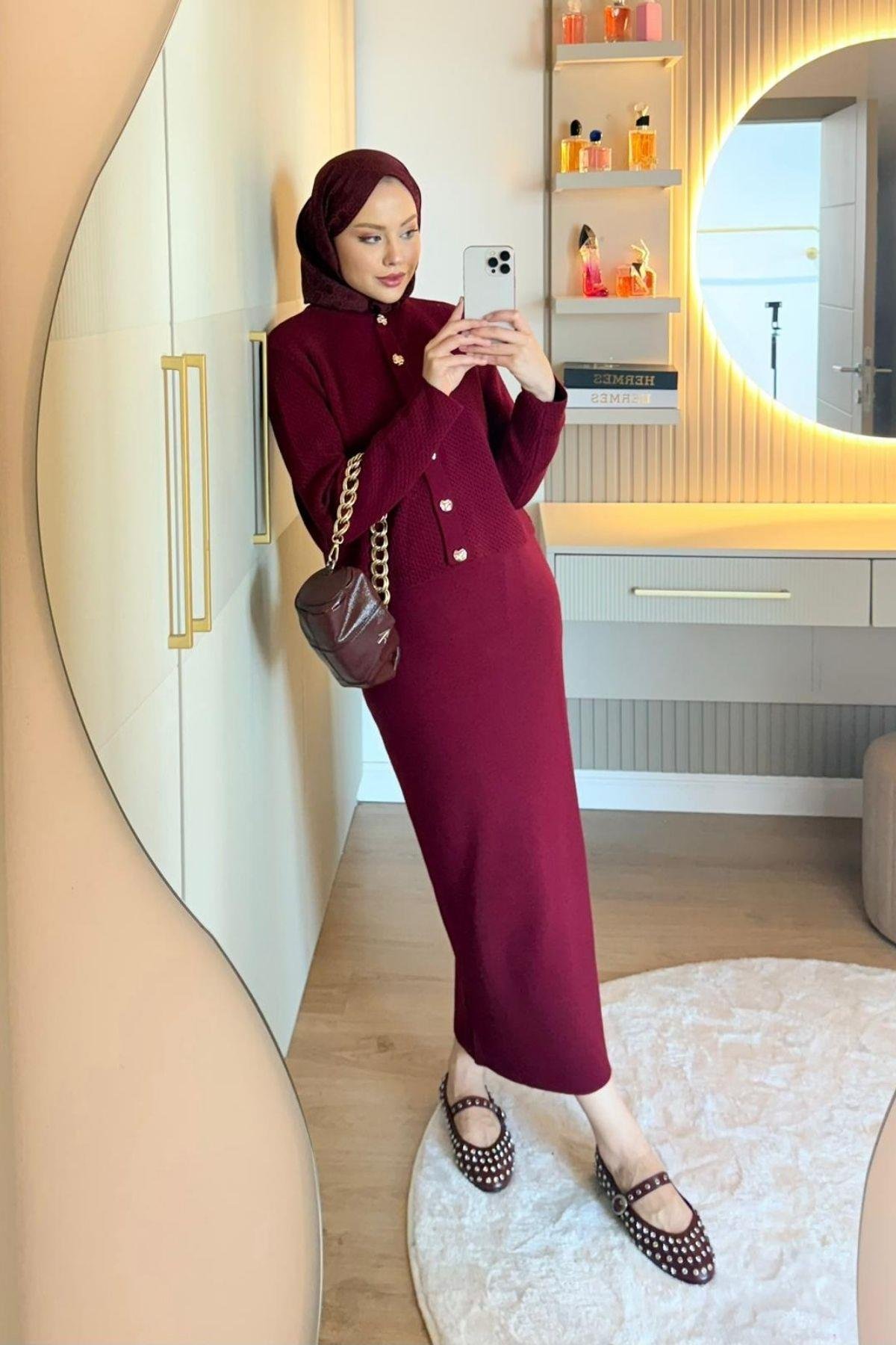 Amor Croplu Elbise Bordo, Fiyatları 