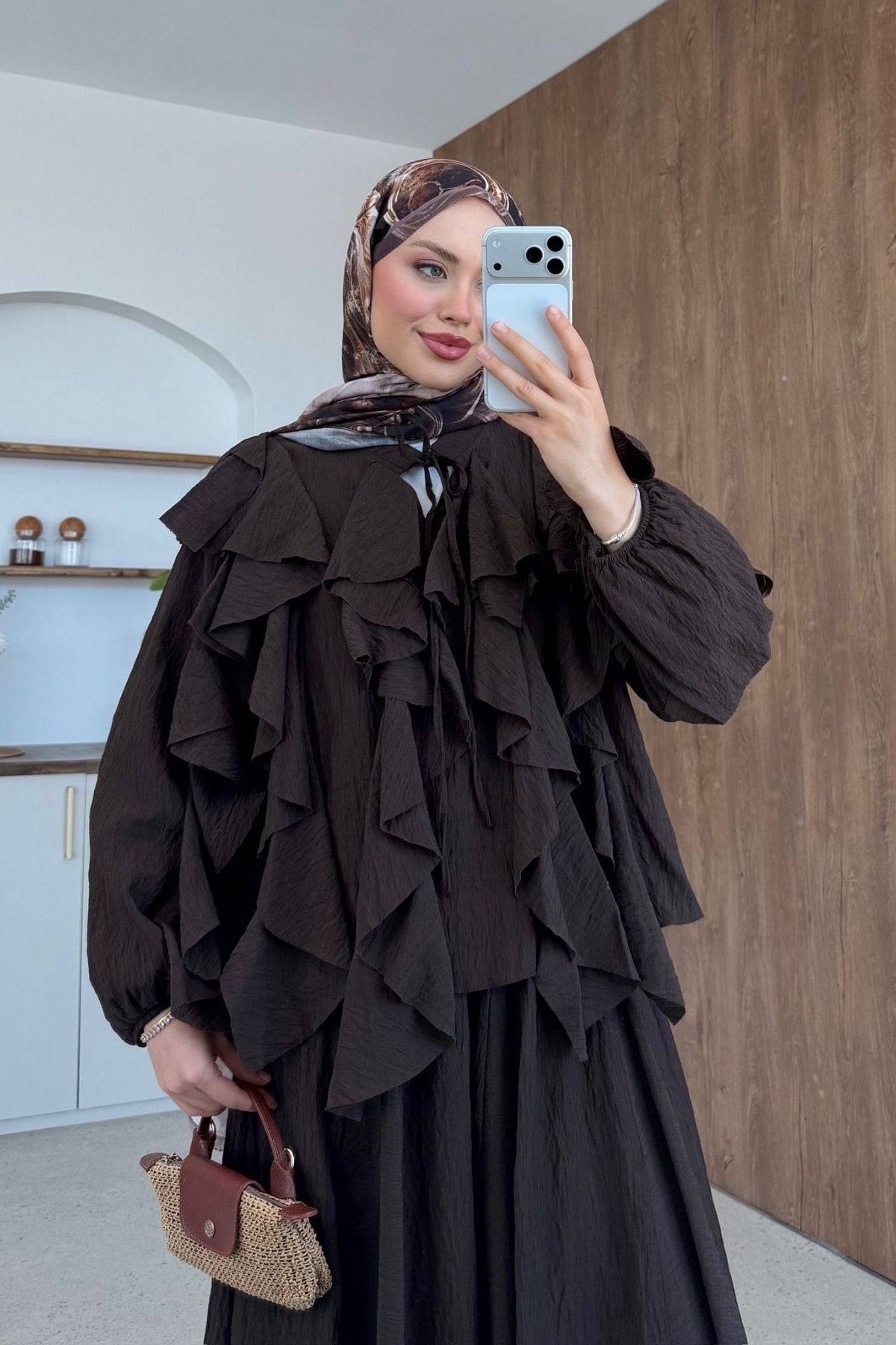 Angelina Fırfırlı Etekli Takım Kahve, Fiyatları 