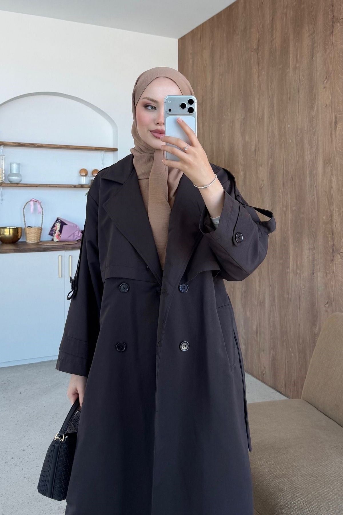 Apolet Detay Uzun Trençkot Acı Kahve, Fiyatları 