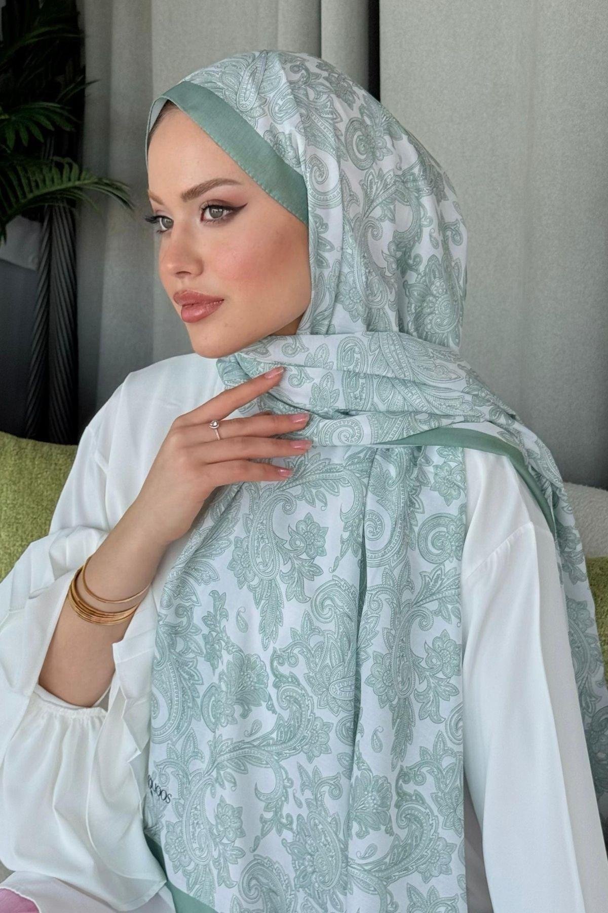 Aras Desen Dijital Şal Mint, Fiyatları Aras Desen Dijital Şal Mint- Haza Moda 