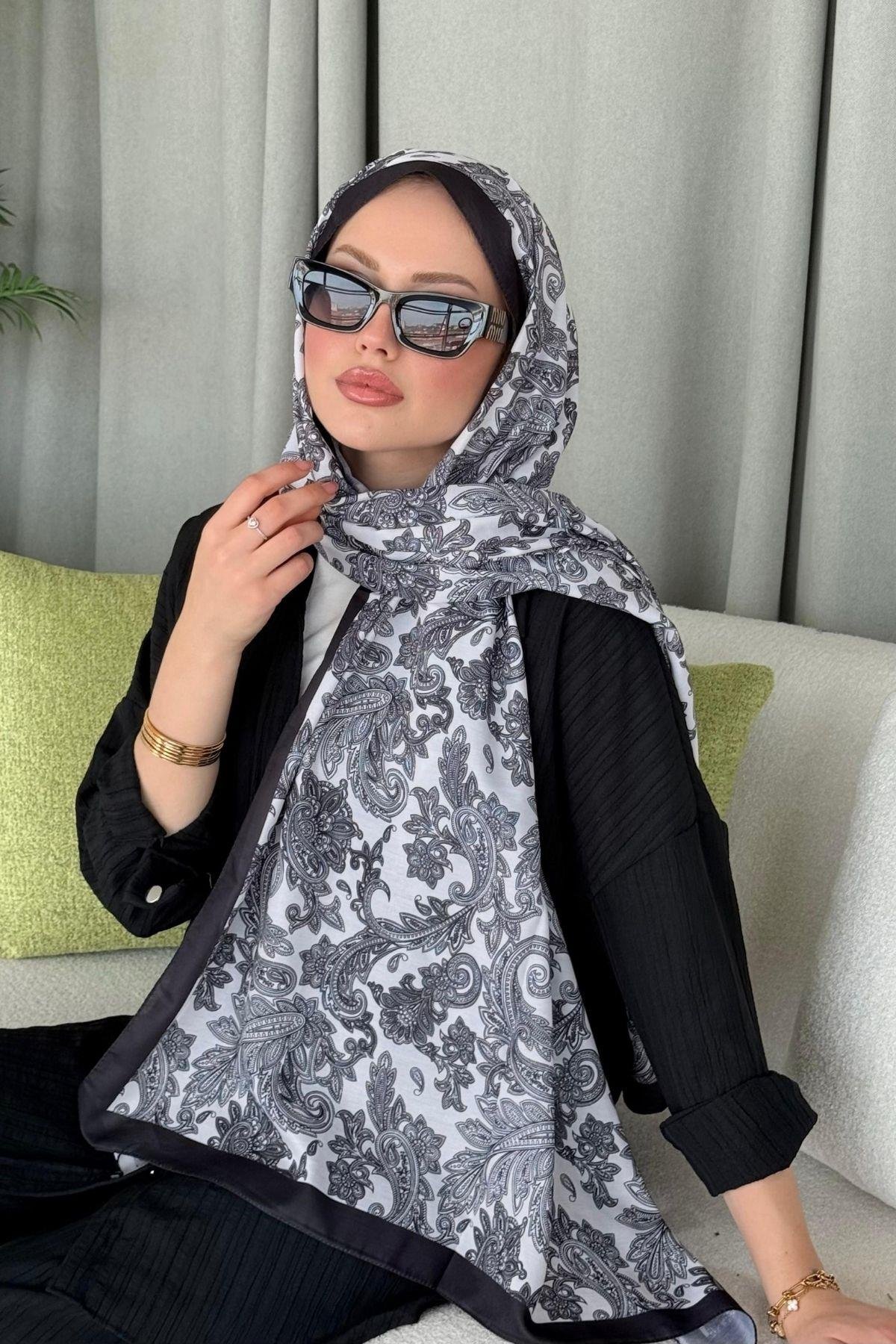 Aras Desen Dijital Şal Siyah, Fiyatları Aras Desen Dijital Şal Siyah- Haza Moda 