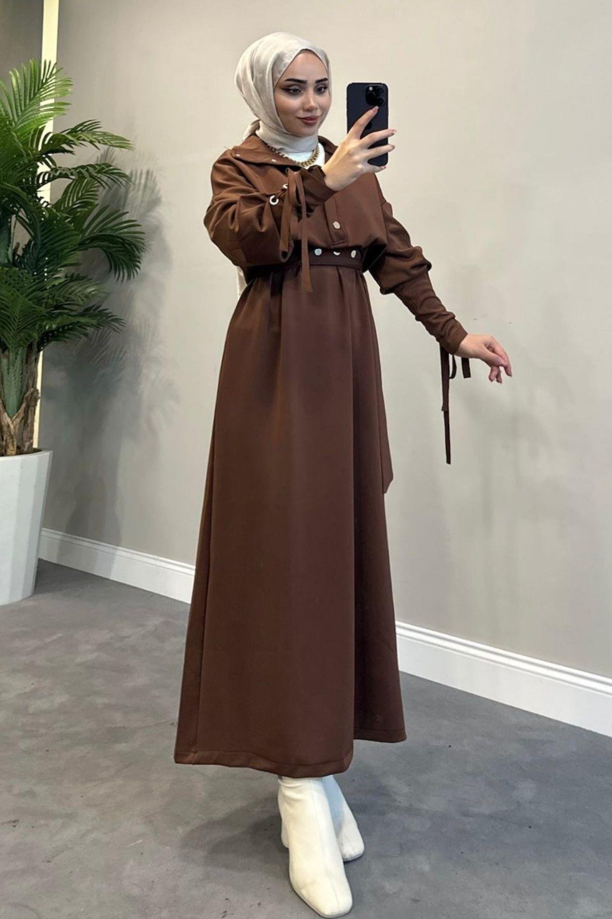 Arya Scuba Elbise Kahve, Fiyatları Arya Scuba Elbise Kahve – Haza Moda | Tesettür Giyim