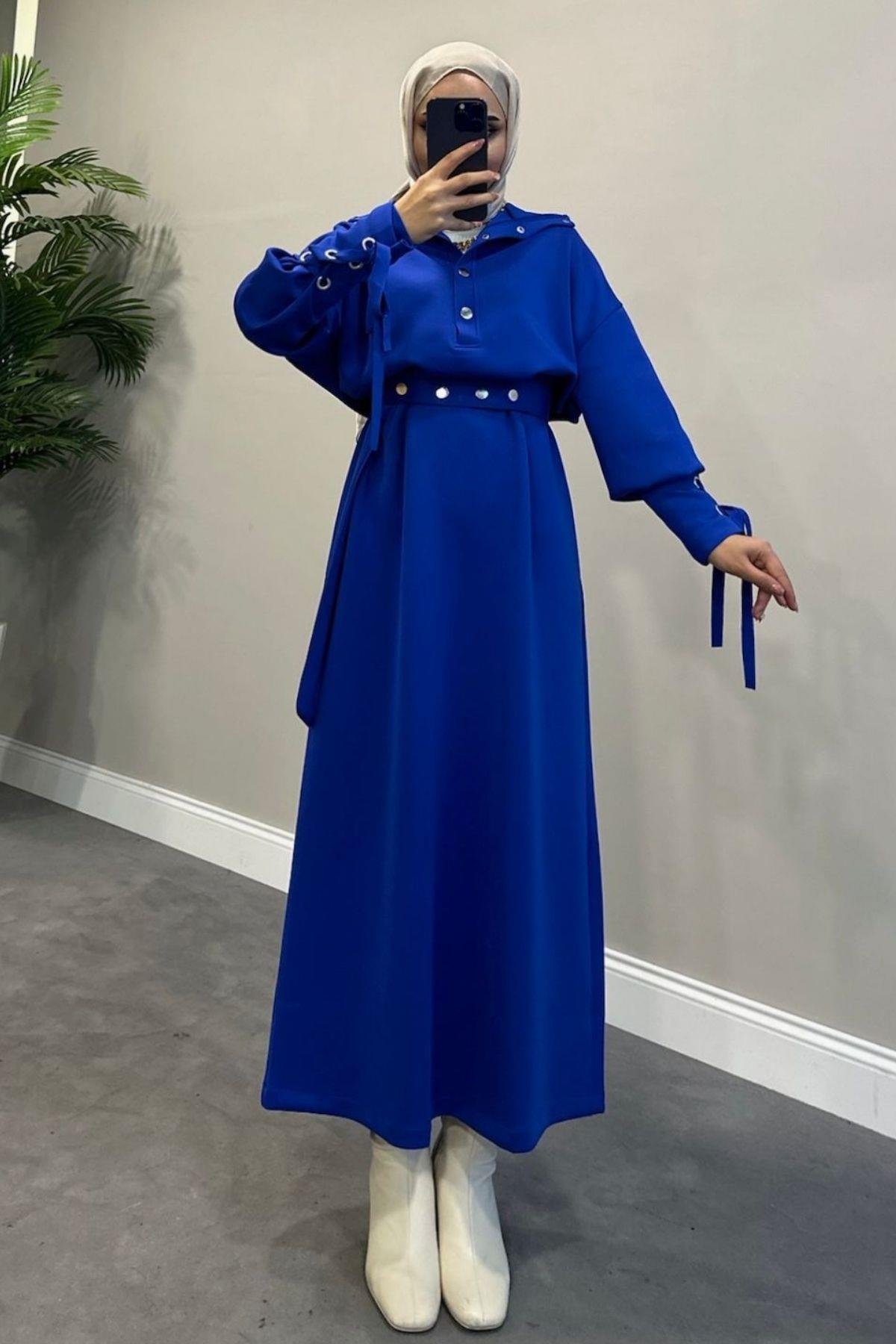 Arya Scuba Elbise Saks, Fiyatları Arya Scuba Elbise Saks – Haza Moda | Tesettür Giyim