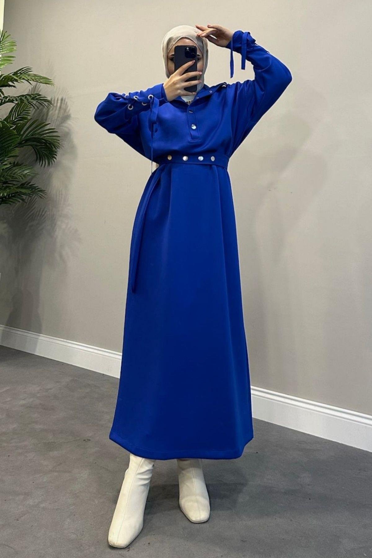 Arya Scuba Elbise Saks, Fiyatları Arya Scuba Elbise Saks – Haza Moda | Tesettür Giyim