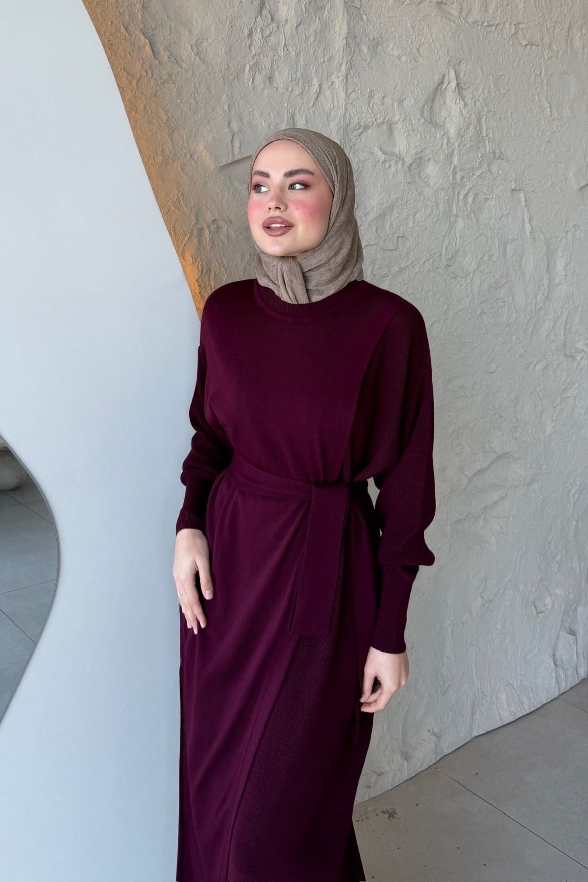 Aryel Kuşaklı Elbise Bordo, Fiyatları 