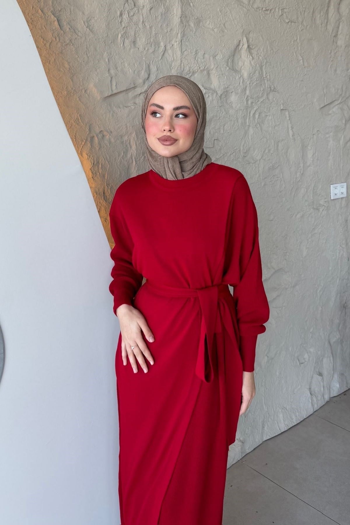 Aryel Kuşaklı Elbise Kırmızı, Fiyatları 