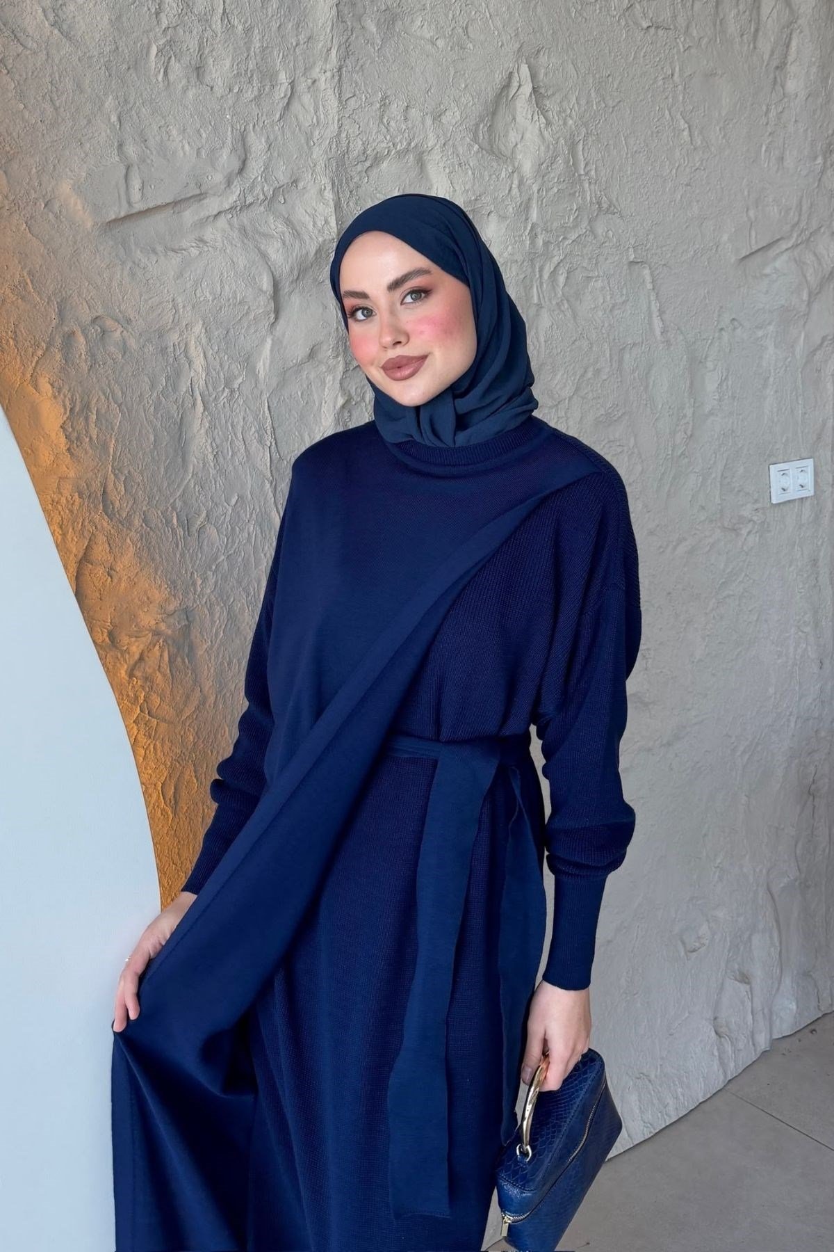 Aryel Kuşaklı Elbise Lacivert, Fiyatları 