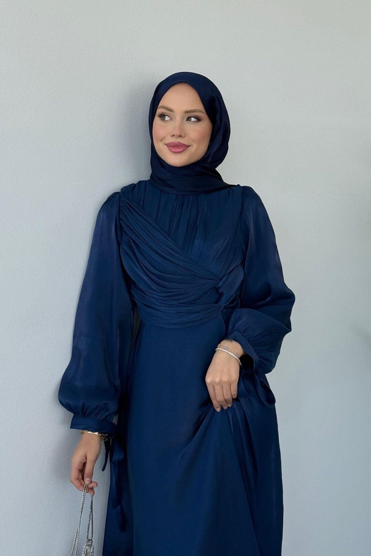 Asude Janjan Abiye Lacivert, Fiyatları Asude Janjan Abiye Lacivert- Haza Moda 