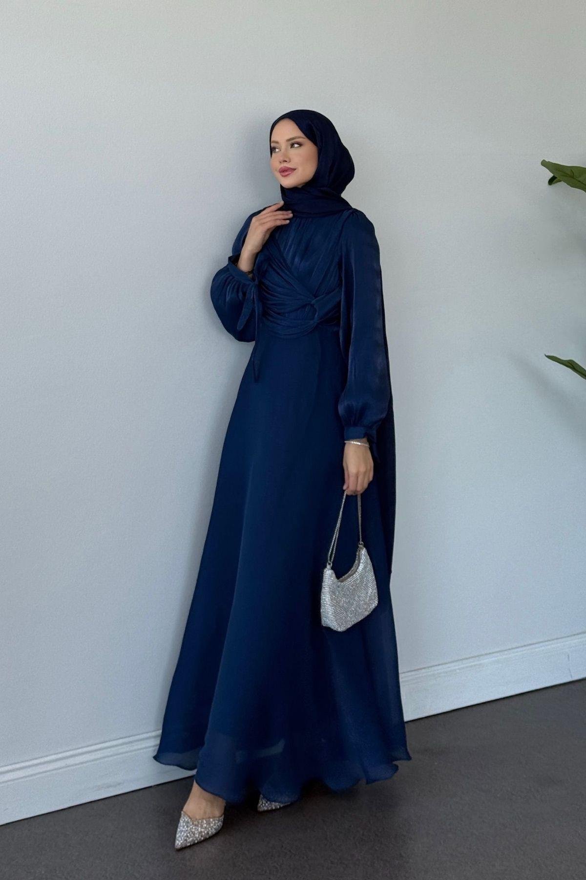 Asude Janjan Abiye Lacivert, Fiyatları Asude Janjan Abiye Lacivert- Haza Moda 