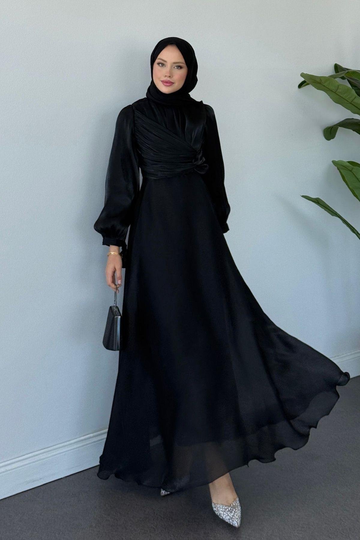 Asude Janjan Abiye Siyah, Fiyatları Asude Janjan Abiye Siyah- Haza Moda 