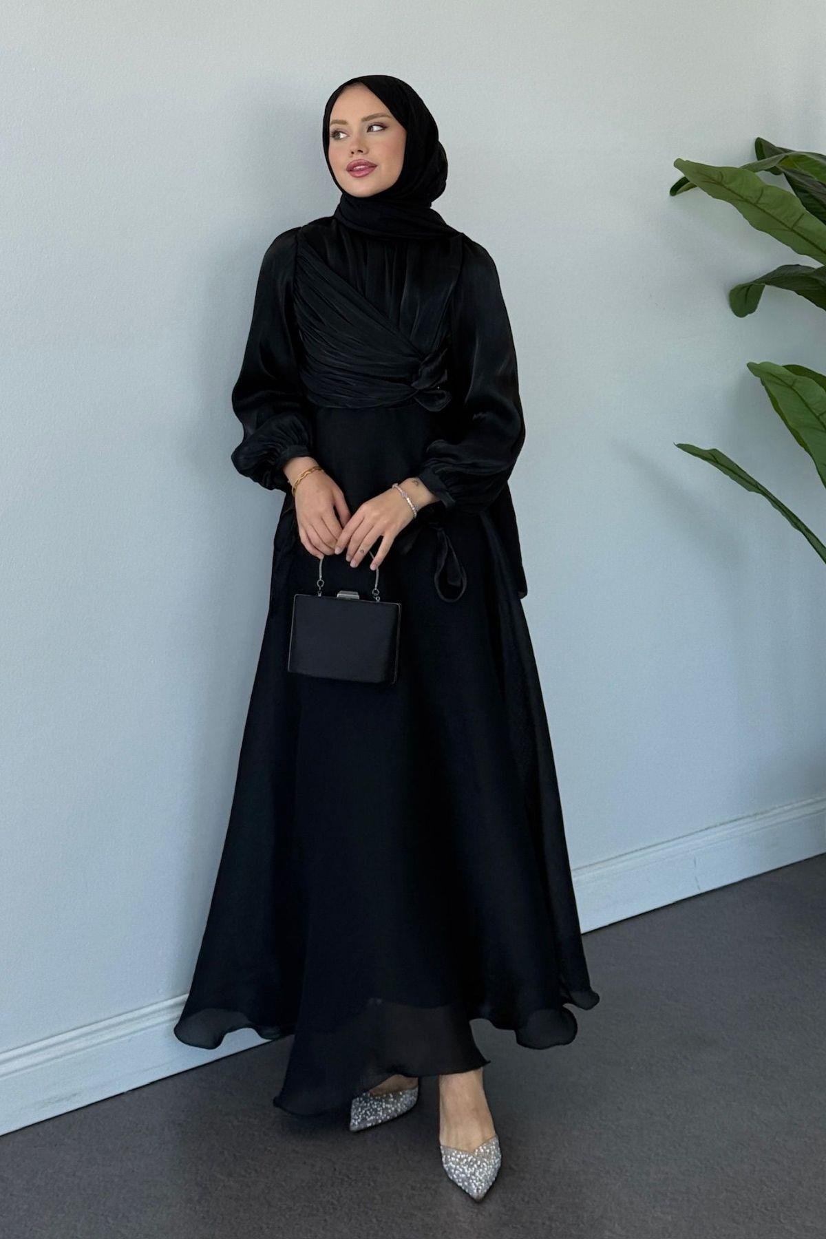 Asude Janjan Abiye Siyah, Fiyatları Asude Janjan Abiye Siyah- Haza Moda 