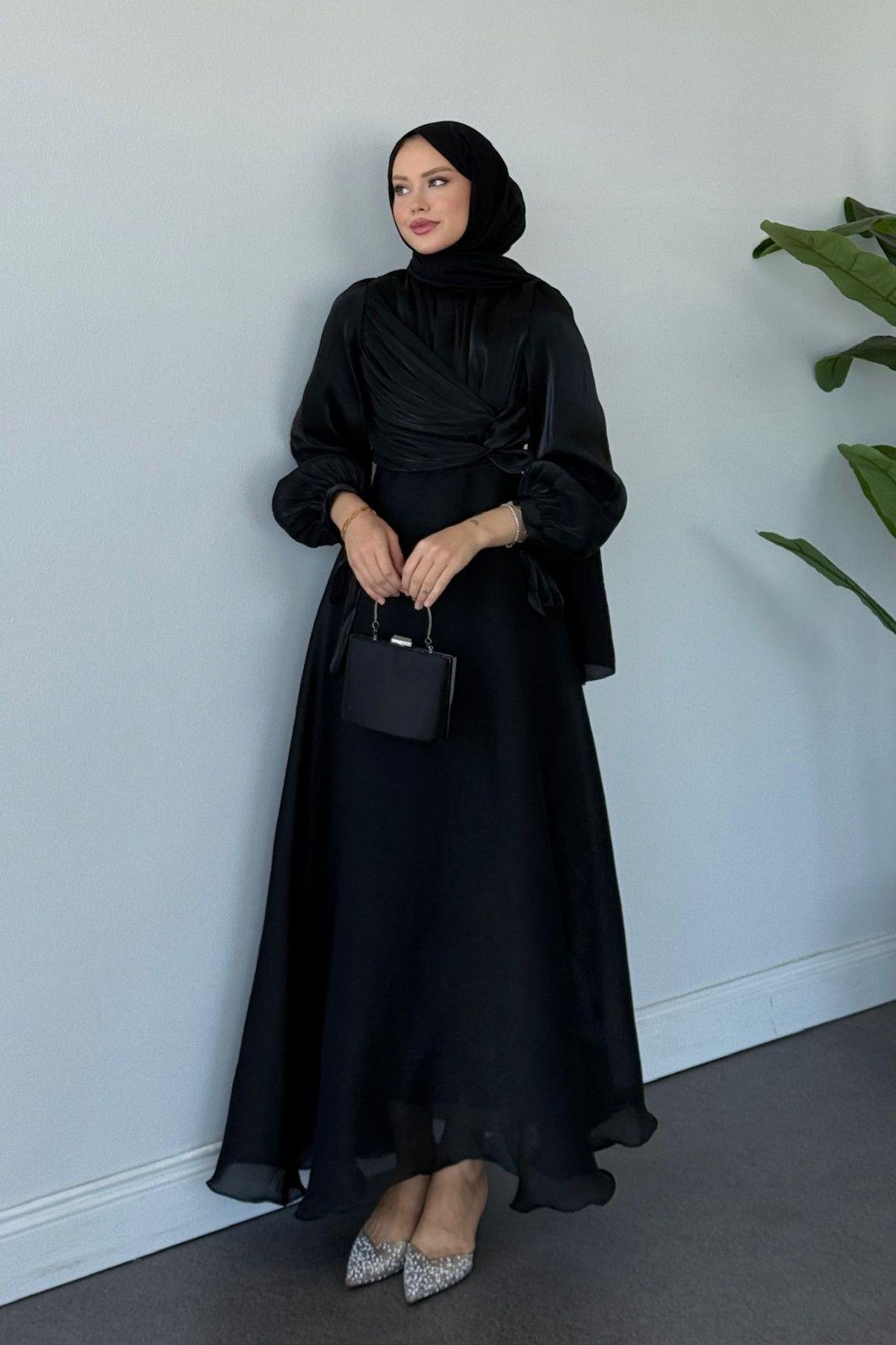 Asude Janjan Abiye Siyah, Fiyatları Asude Janjan Abiye Siyah- Haza Moda 