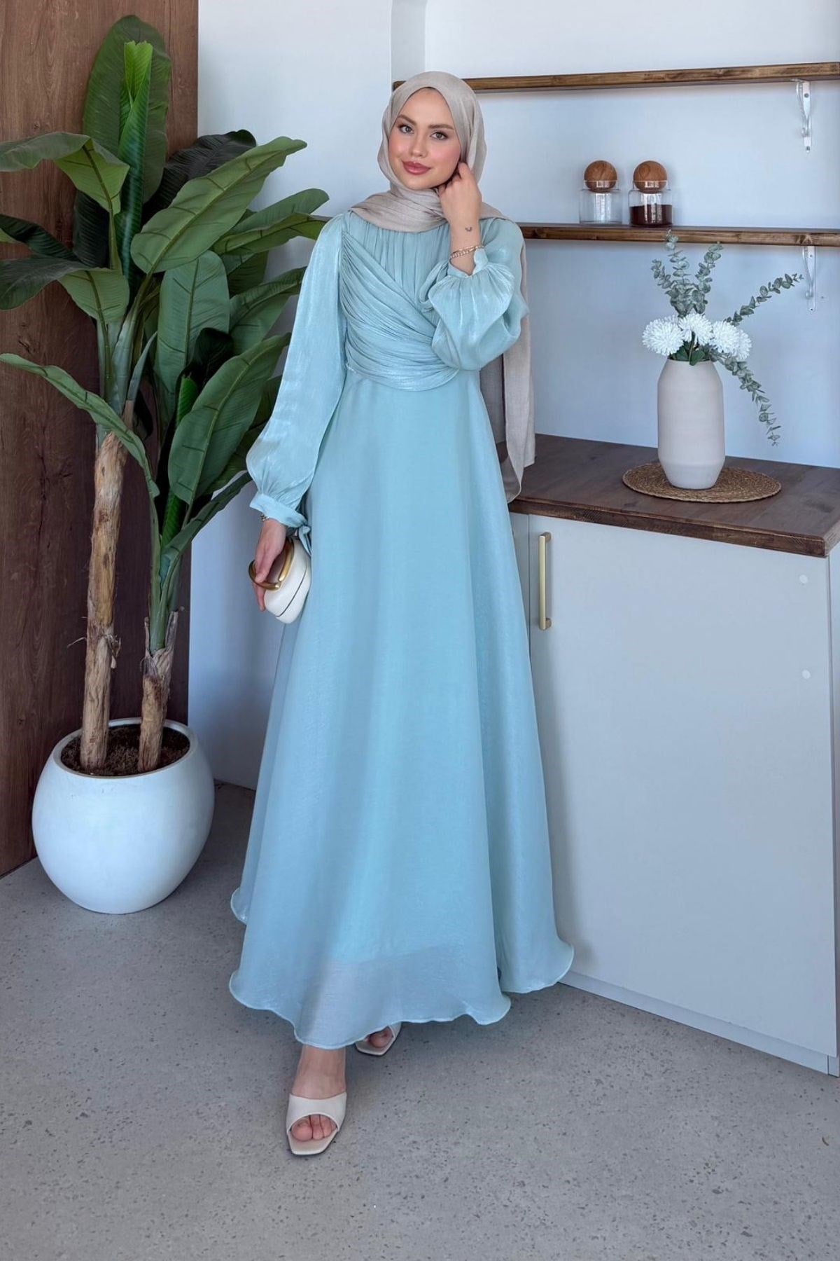 Asude Janjan Abiye Su Yeşili, Fiyatları Asude Janjan Abiye Su yeşili- Haza Moda 