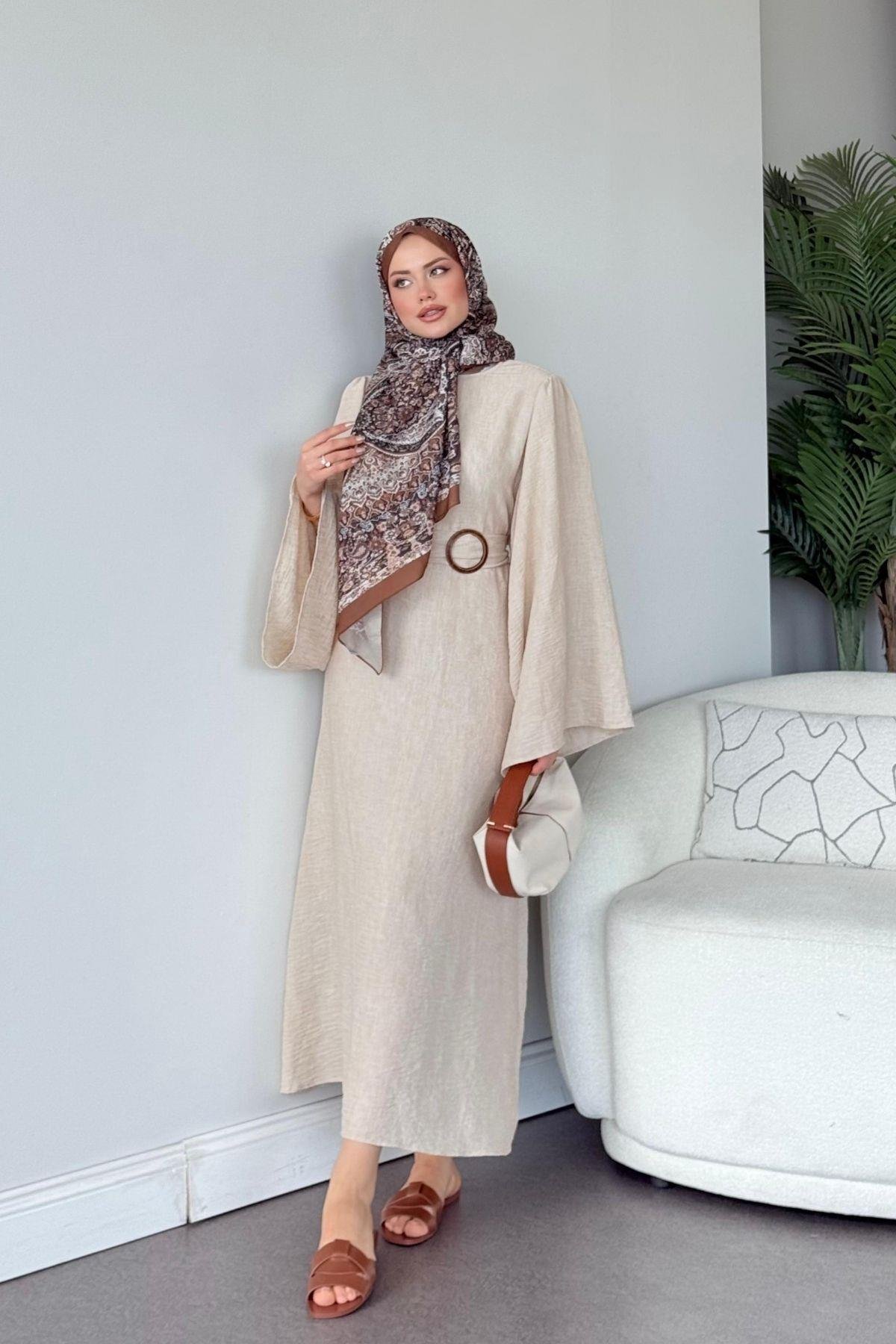 Atina Keten Elbise Bej, Fiyatları Atina Keten Elbise Bej - Haza Moda