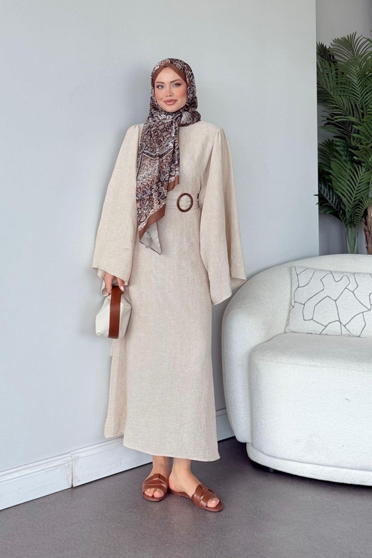 Atina Keten Elbise Bej, Fiyatları Atina Keten Elbise Bej - Haza Moda