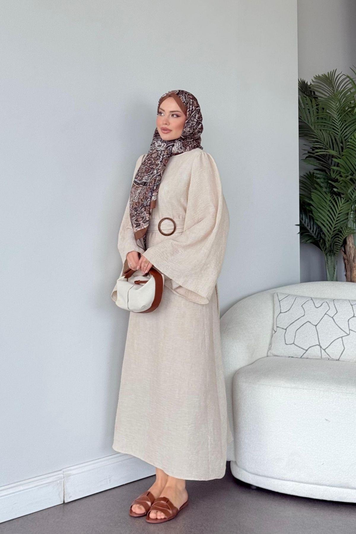 Atina Keten Elbise Bej, Fiyatları Atina Keten Elbise Bej - Haza Moda