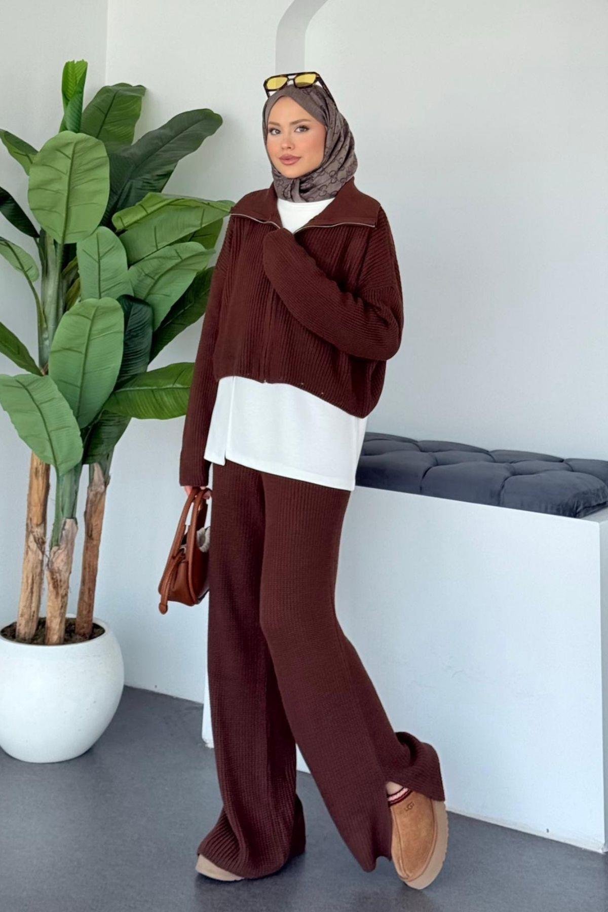 Aura Üçlü Oysho Takım Kahve, Fiyatları Aura Üçlü Oysho Takım Kahve- Haza Moda 