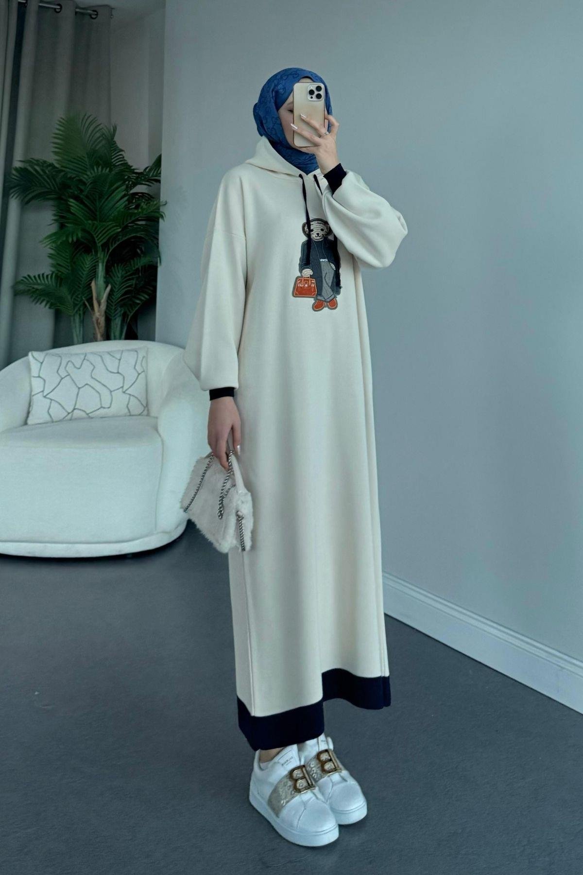 Ayıcıklı Spor Elbise Krem, Fiyatları 