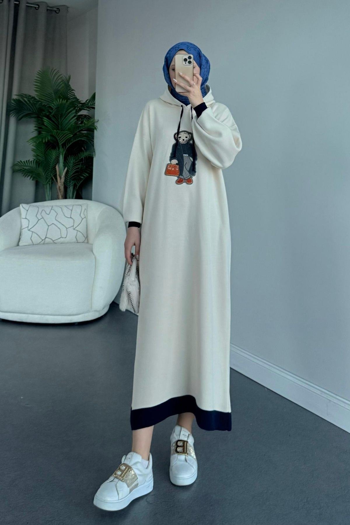 Ayıcıklı Spor Elbise Krem, Fiyatları 