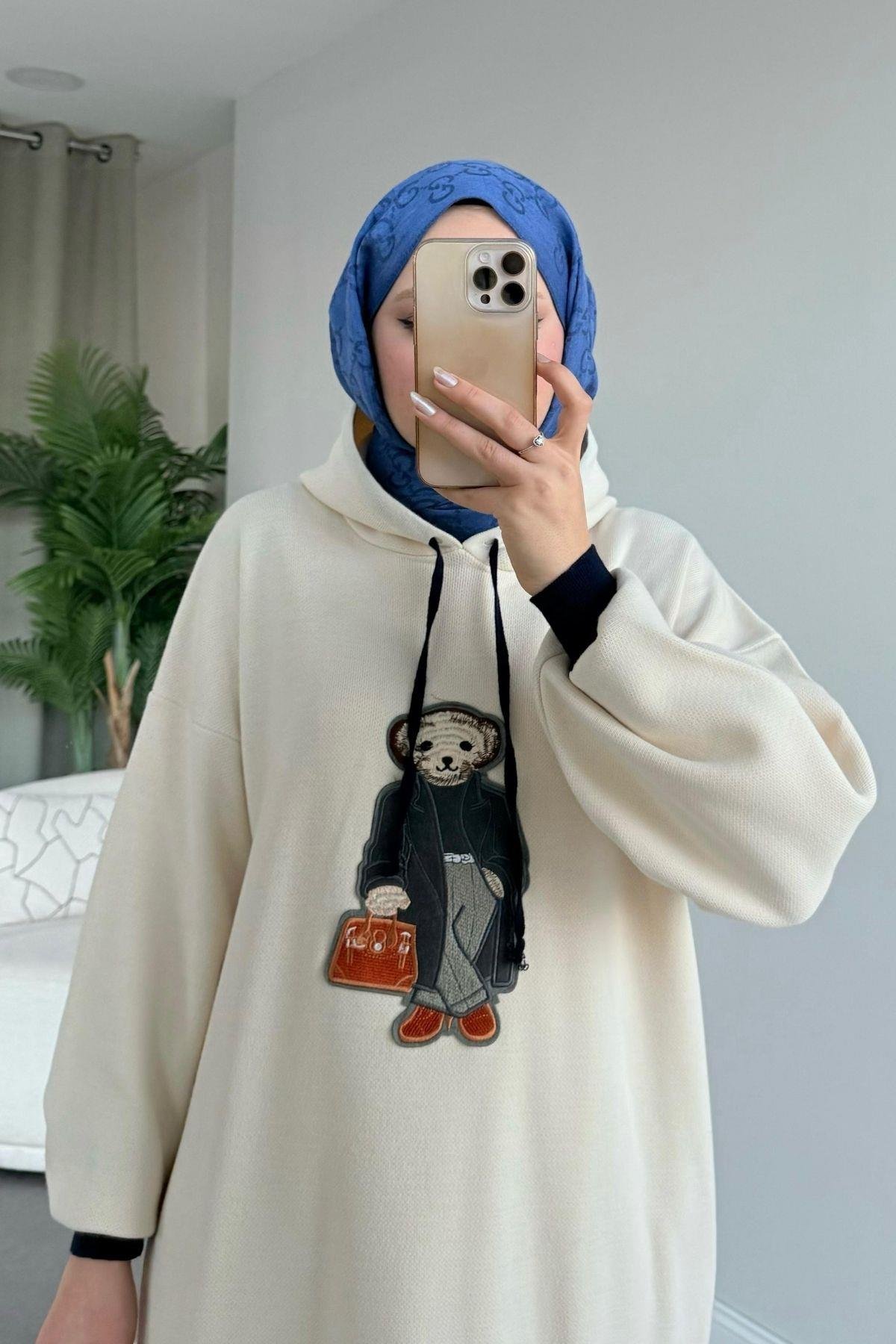 Ayıcıklı Spor Elbise Krem, Fiyatları 