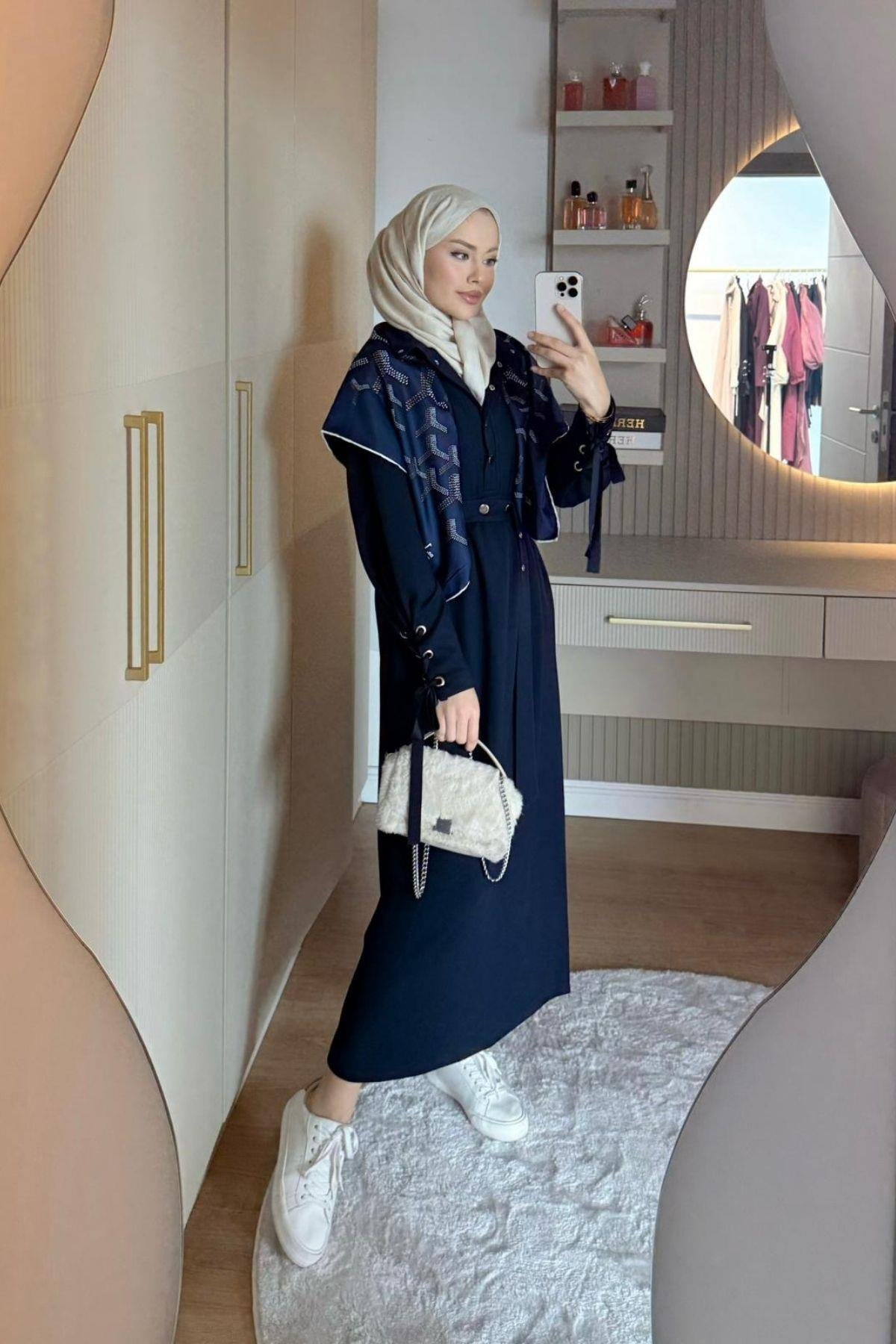 Ayris Zımbalı Elbise Lacivert, Fiyatları 