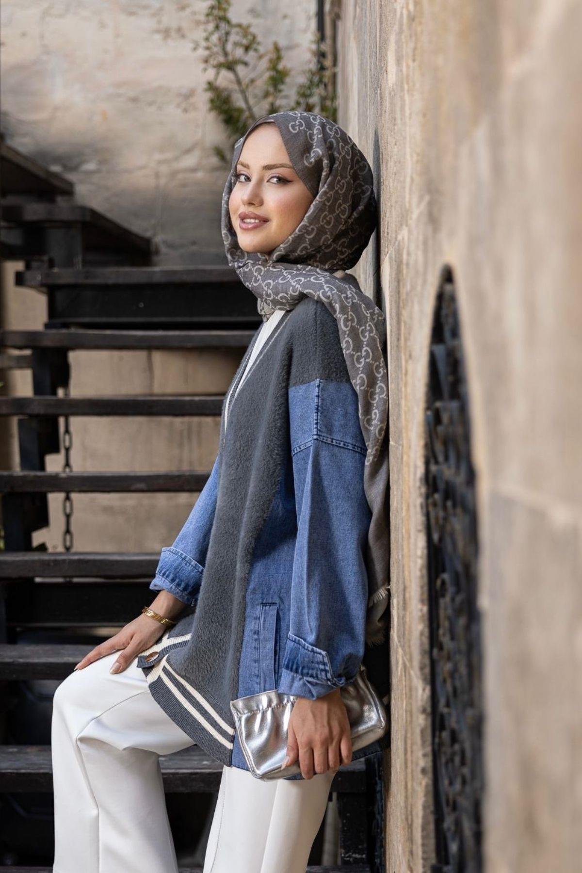 Azur Muadil Hırka Gri, Fiyatları Azur Muadil Hırka Gri- Haza Moda 