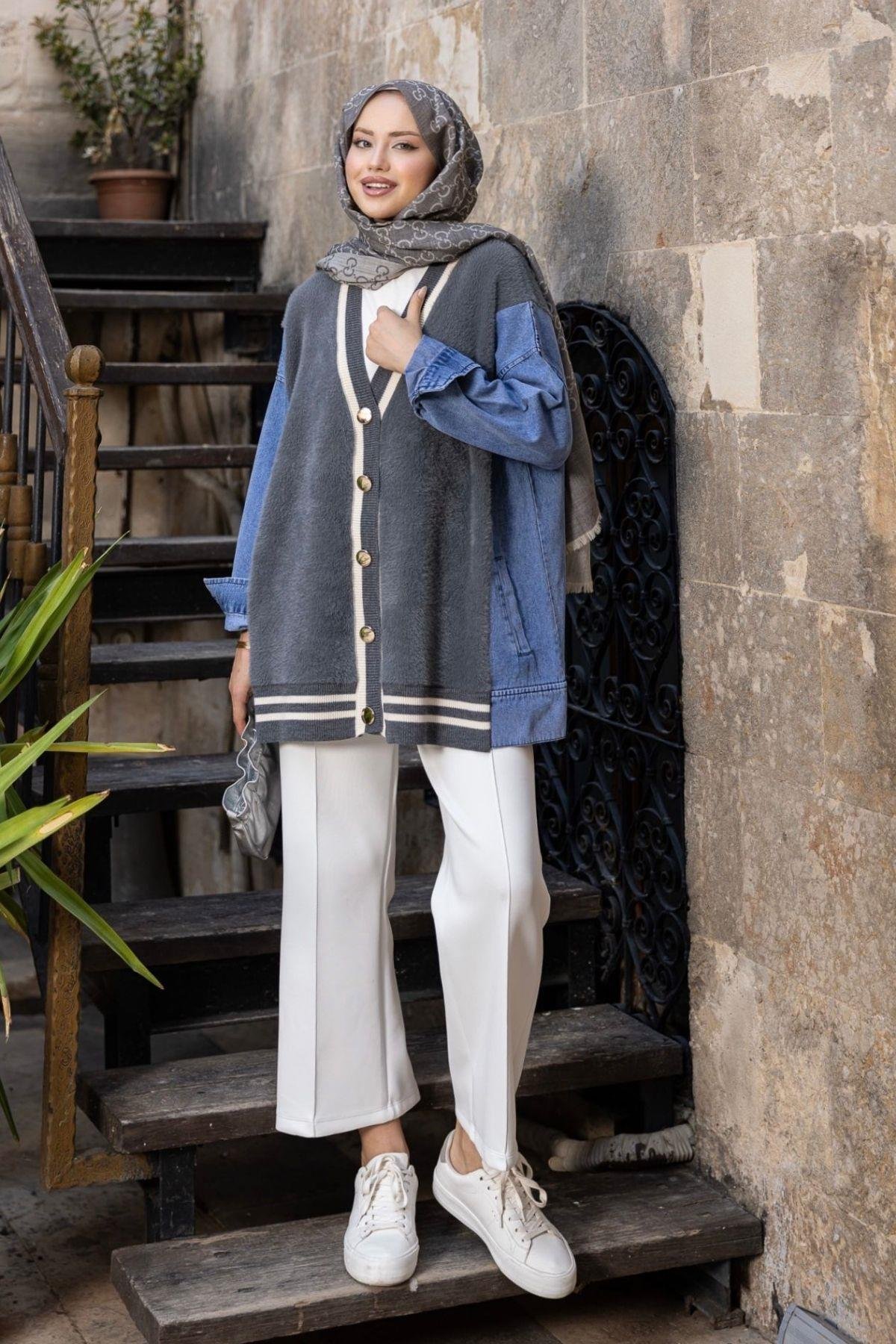 Azur Muadil Hırka Gri, Fiyatları Azur Muadil Hırka Gri- Haza Moda 