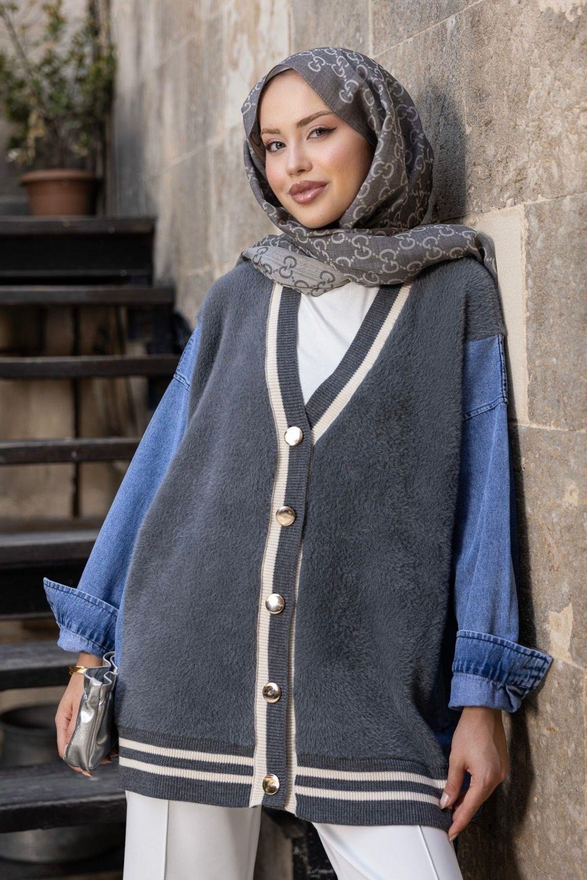 Azur Muadil Hırka Gri, Fiyatları Azur Muadil Hırka Gri- Haza Moda 