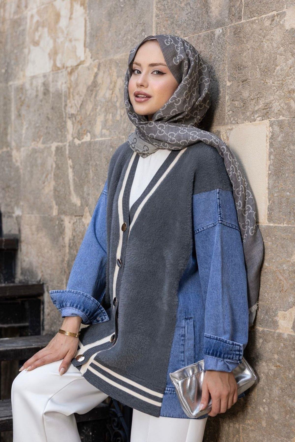 Azur Muadil Hırka Gri, Fiyatları Azur Muadil Hırka Gri- Haza Moda 