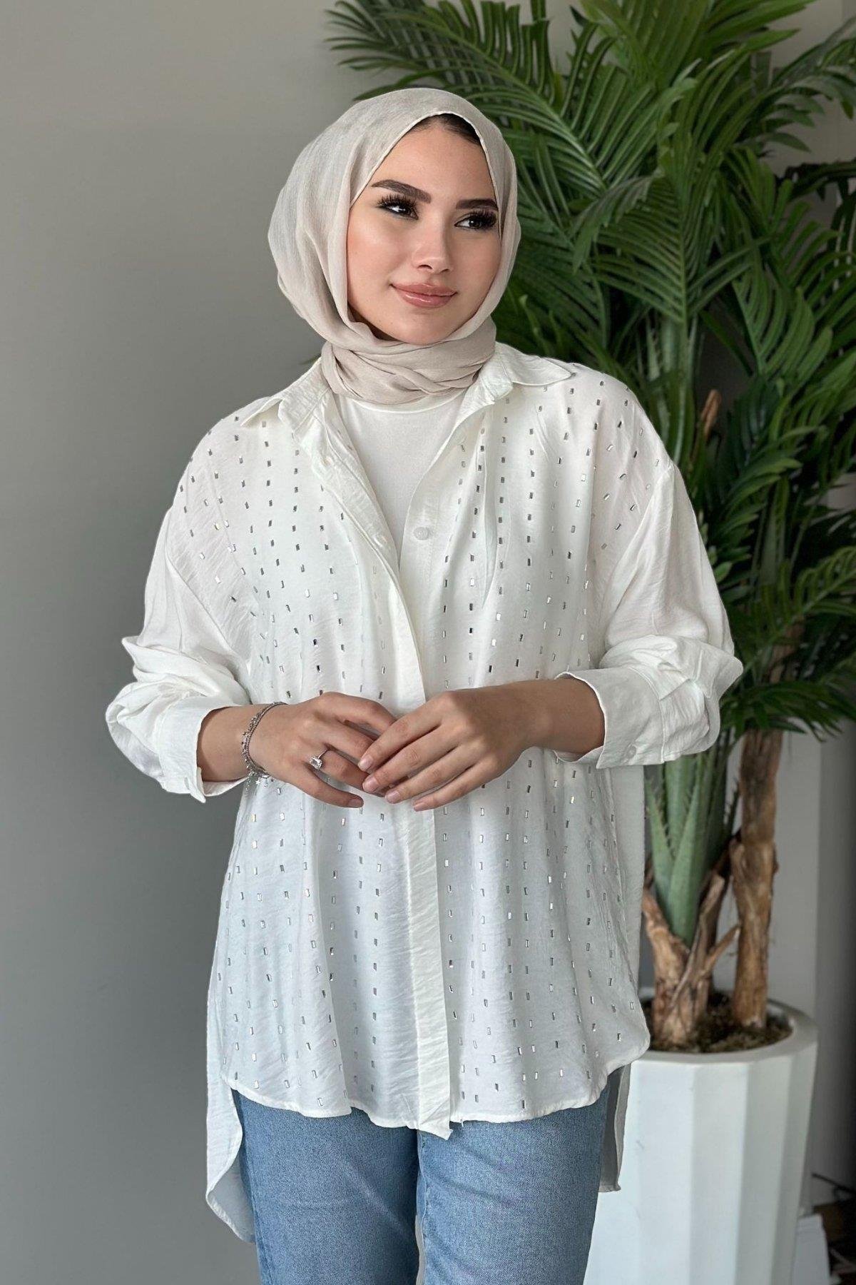 Baget Taşlı Tunik Beyaz, Fiyatları 