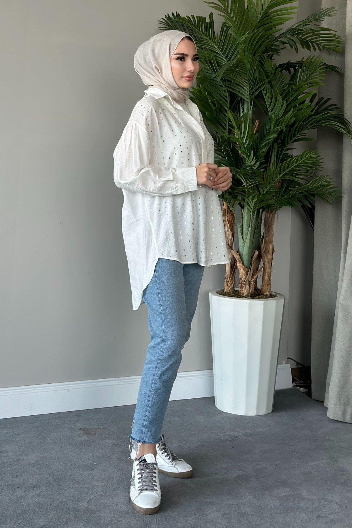 Baget Taşlı Tunik Beyaz, Fiyatları 