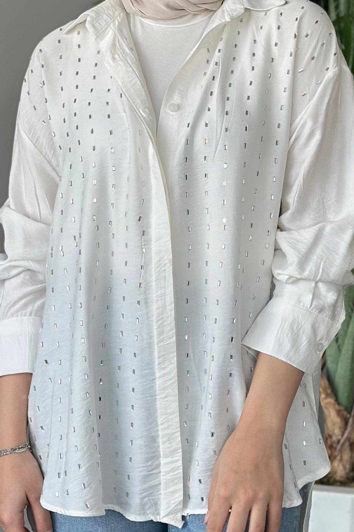 Baget Taşlı Tunik Beyaz, Fiyatları 