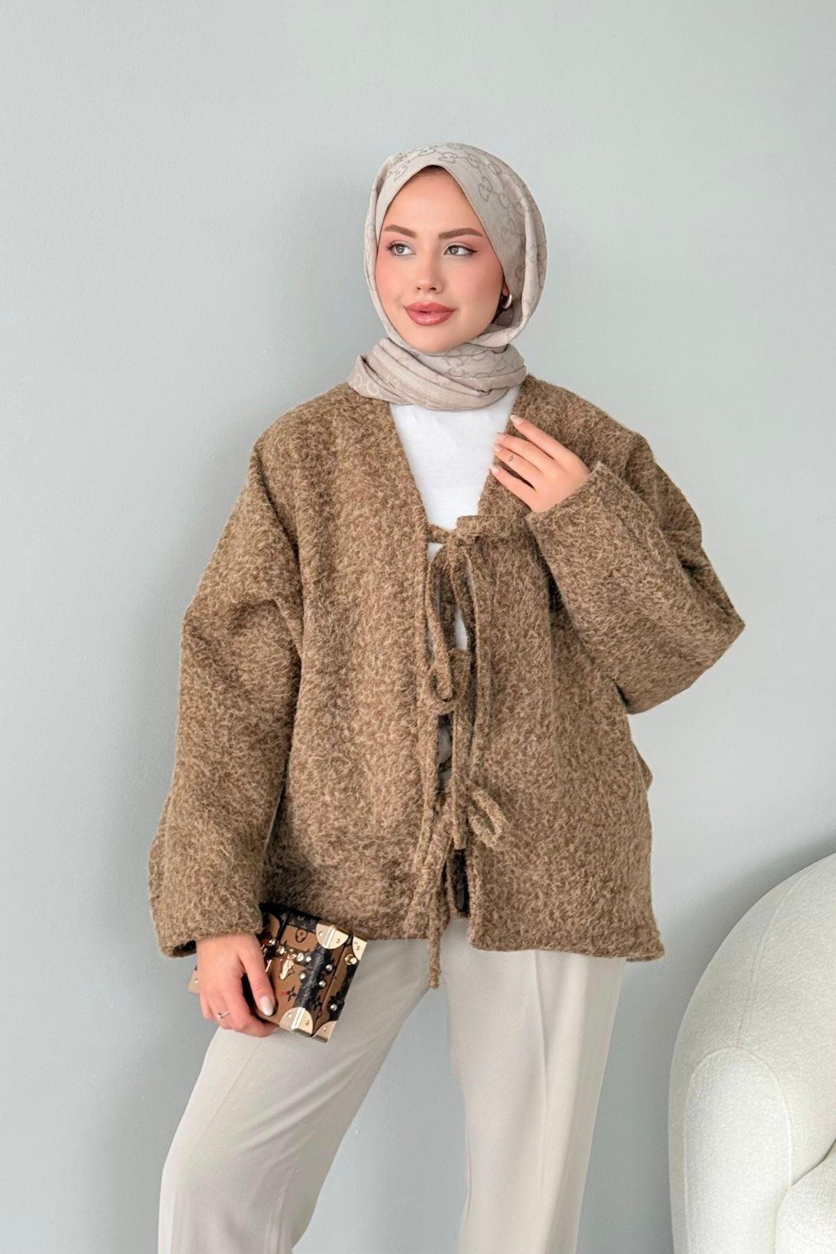 Bağlamalı Kırçıl Kaşe Ceket Camel, Fiyatları 