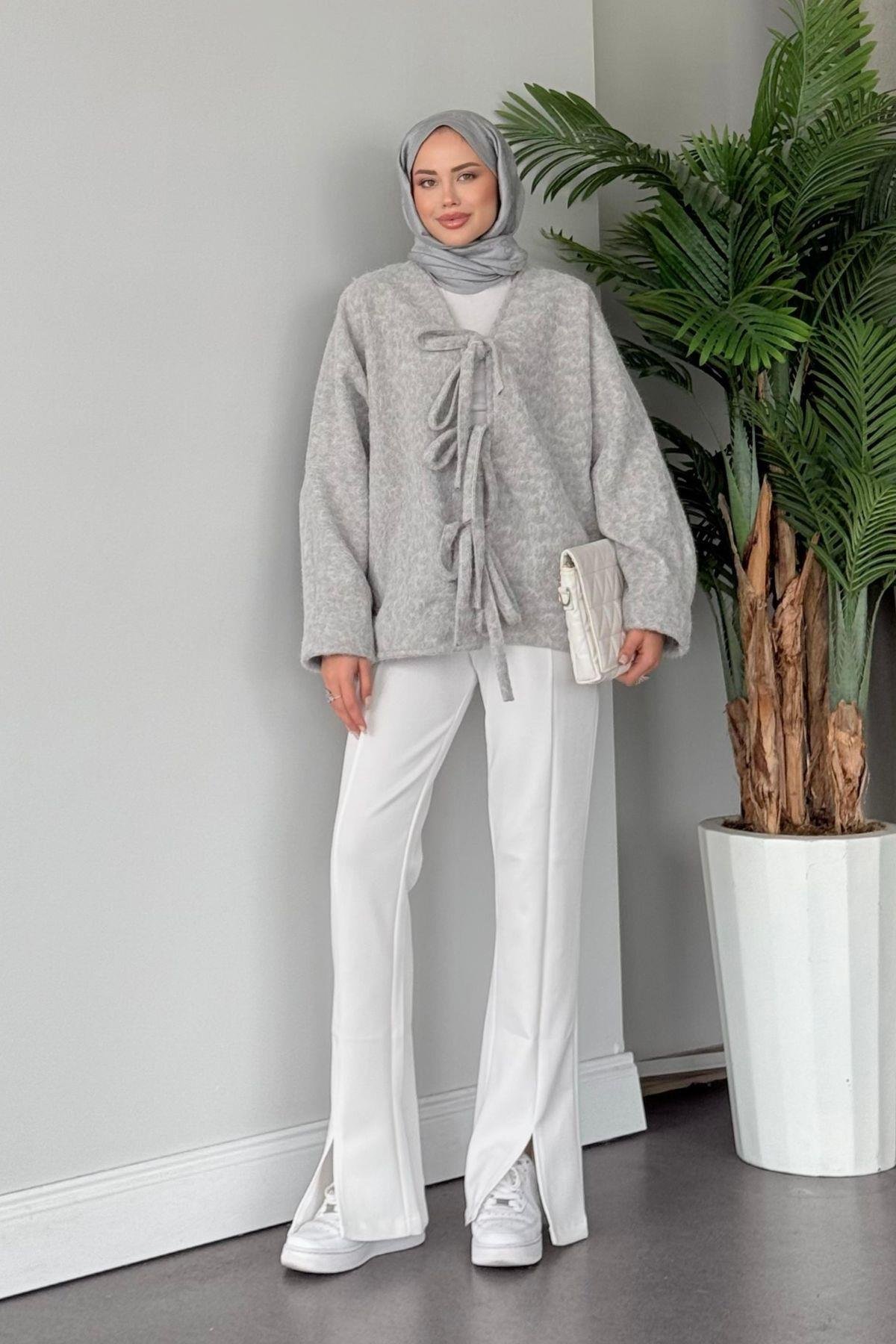 Bağlamalı Kırçıl Kaşe Ceket Gri, Fiyatları 