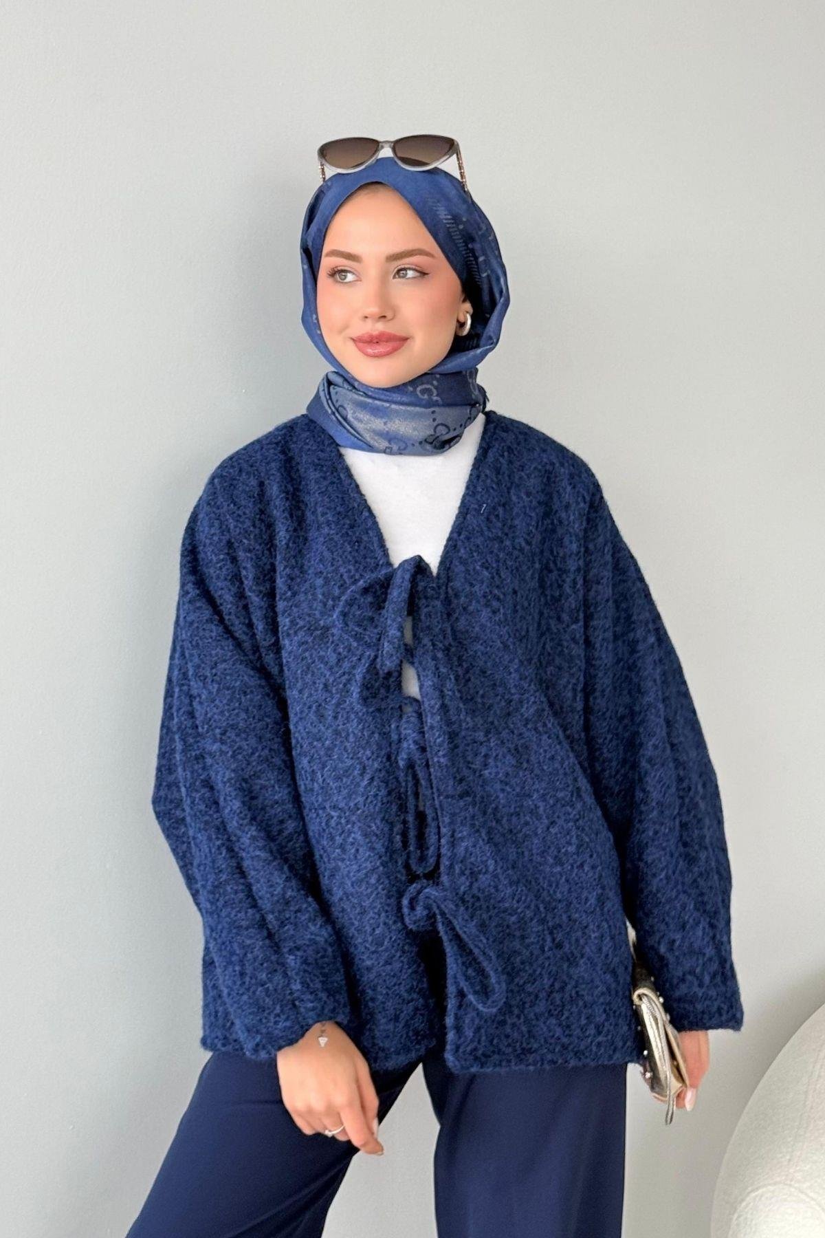 Bağlamalı Kırçıl Kaşe Ceket Lacivert, Fiyatları 