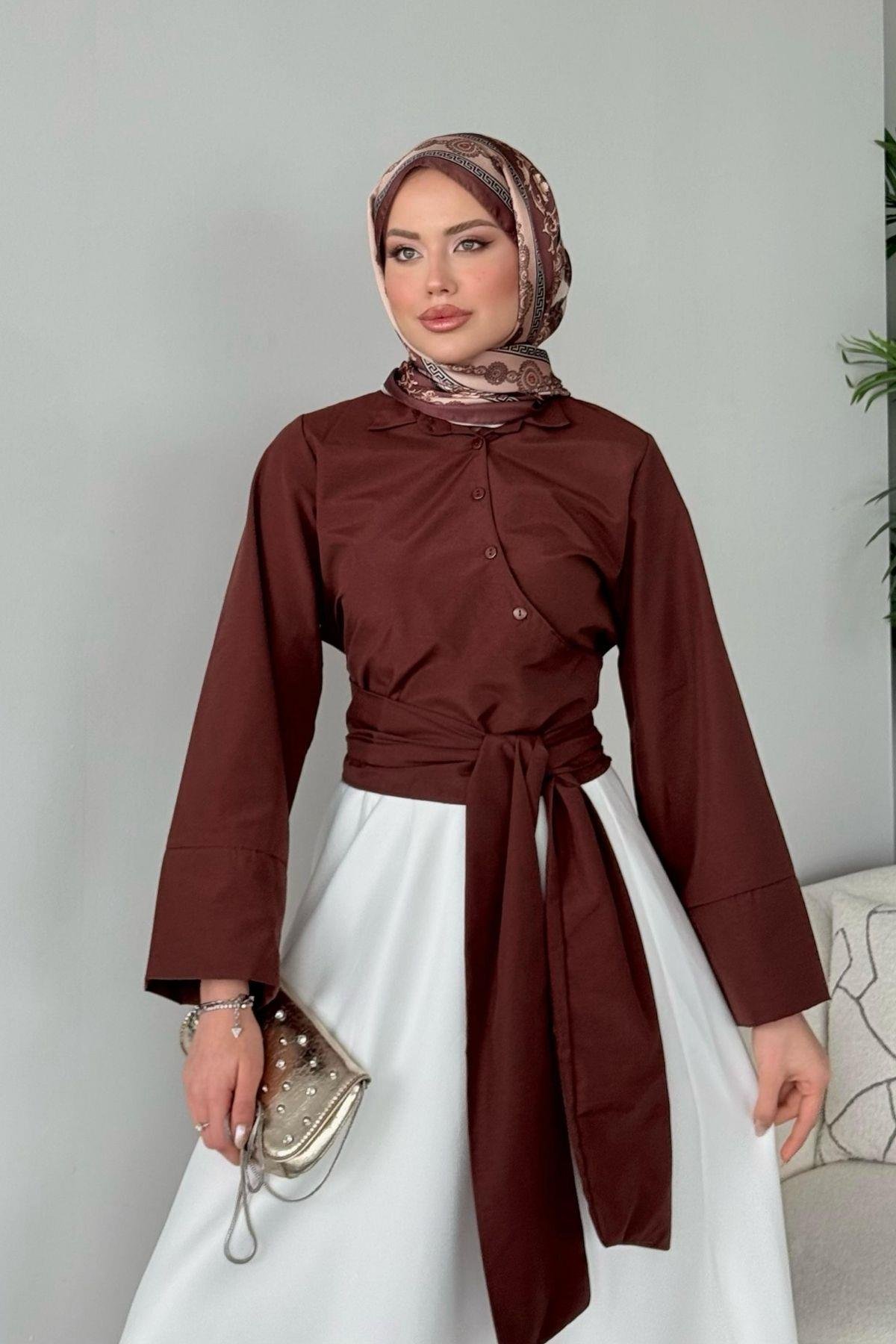 Bağlamalı Yarım Gömlek Acıkahve, Fiyatları 