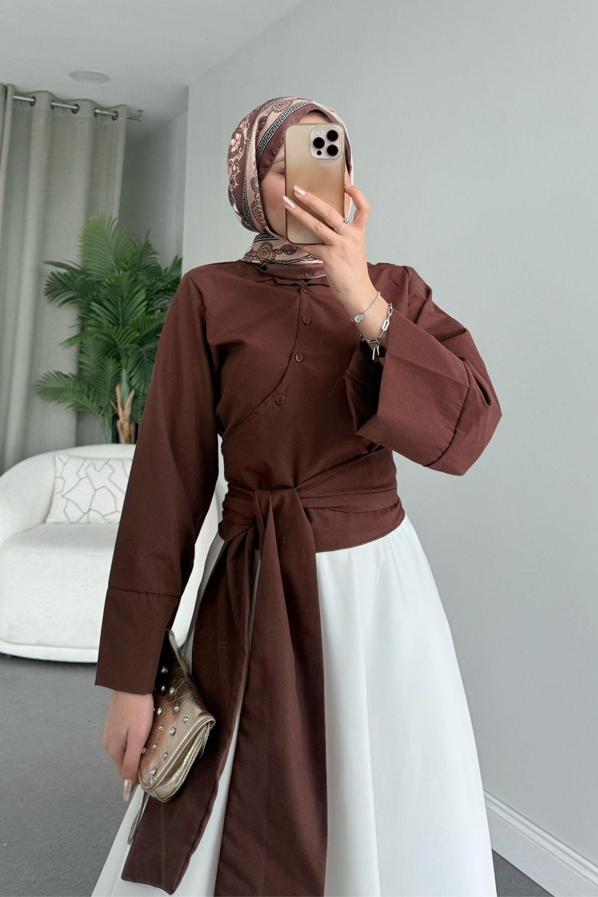 Bağlamalı Yarım Gömlek Acıkahve, Fiyatları 