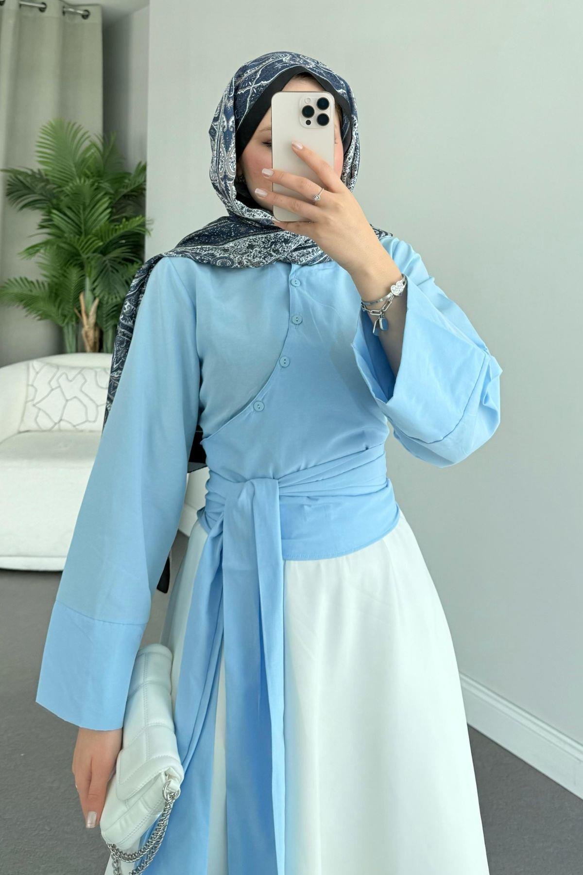 Bağlamalı Yarım Gömlek Bebemavi, Fiyatları Bağlamalı Yarım Gömlek Bebemavi - Haza Moda 