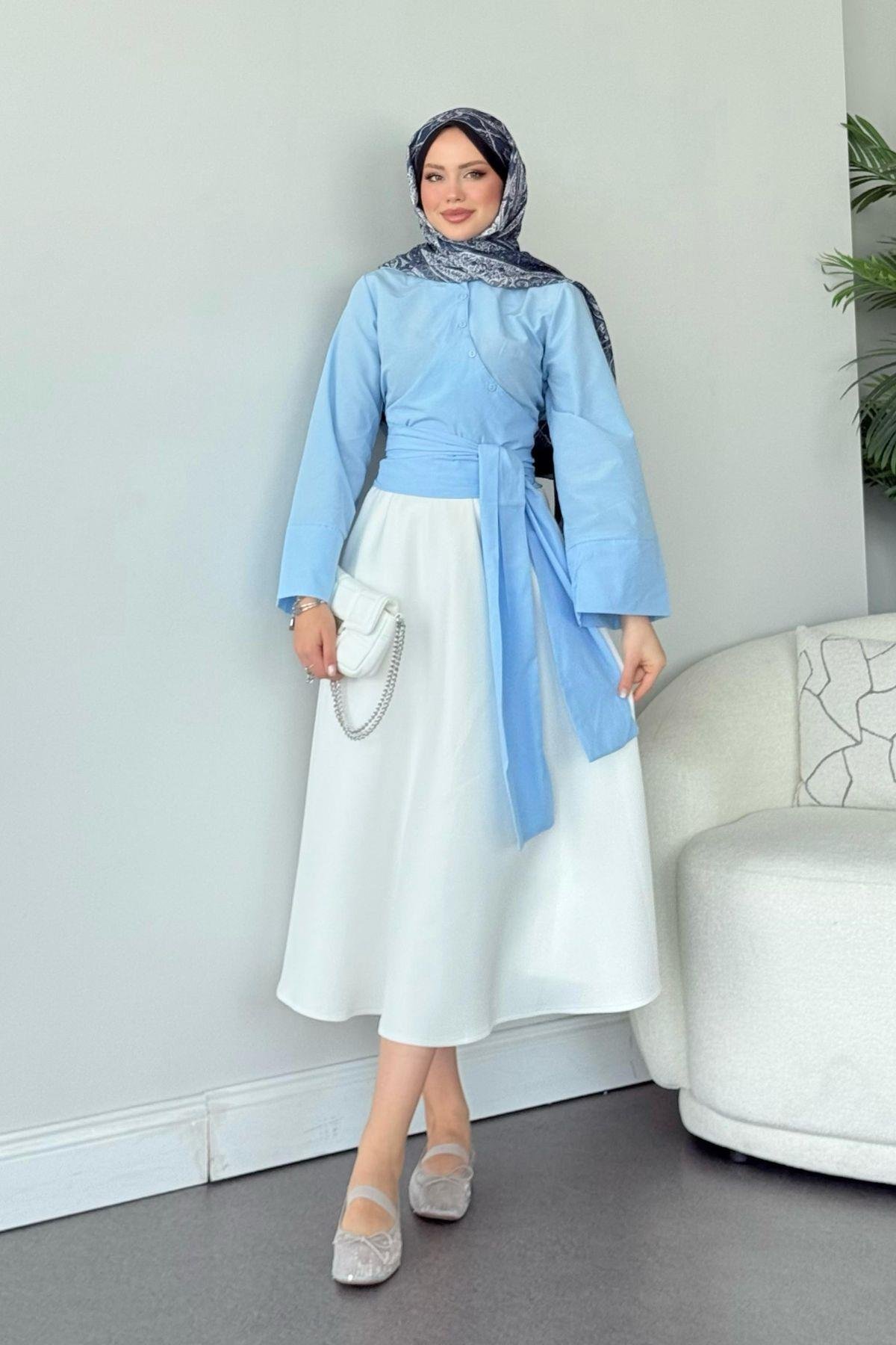 Bağlamalı Yarım Gömlek Bebemavi, Fiyatları Bağlamalı Yarım Gömlek Bebemavi - Haza Moda 