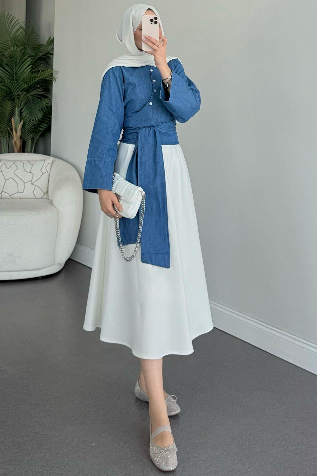 Bağlamalı Yarım Gömlek Mavi, Fiyatları Bağlamalı Yarım Gömlek Mavi - Haza Moda 