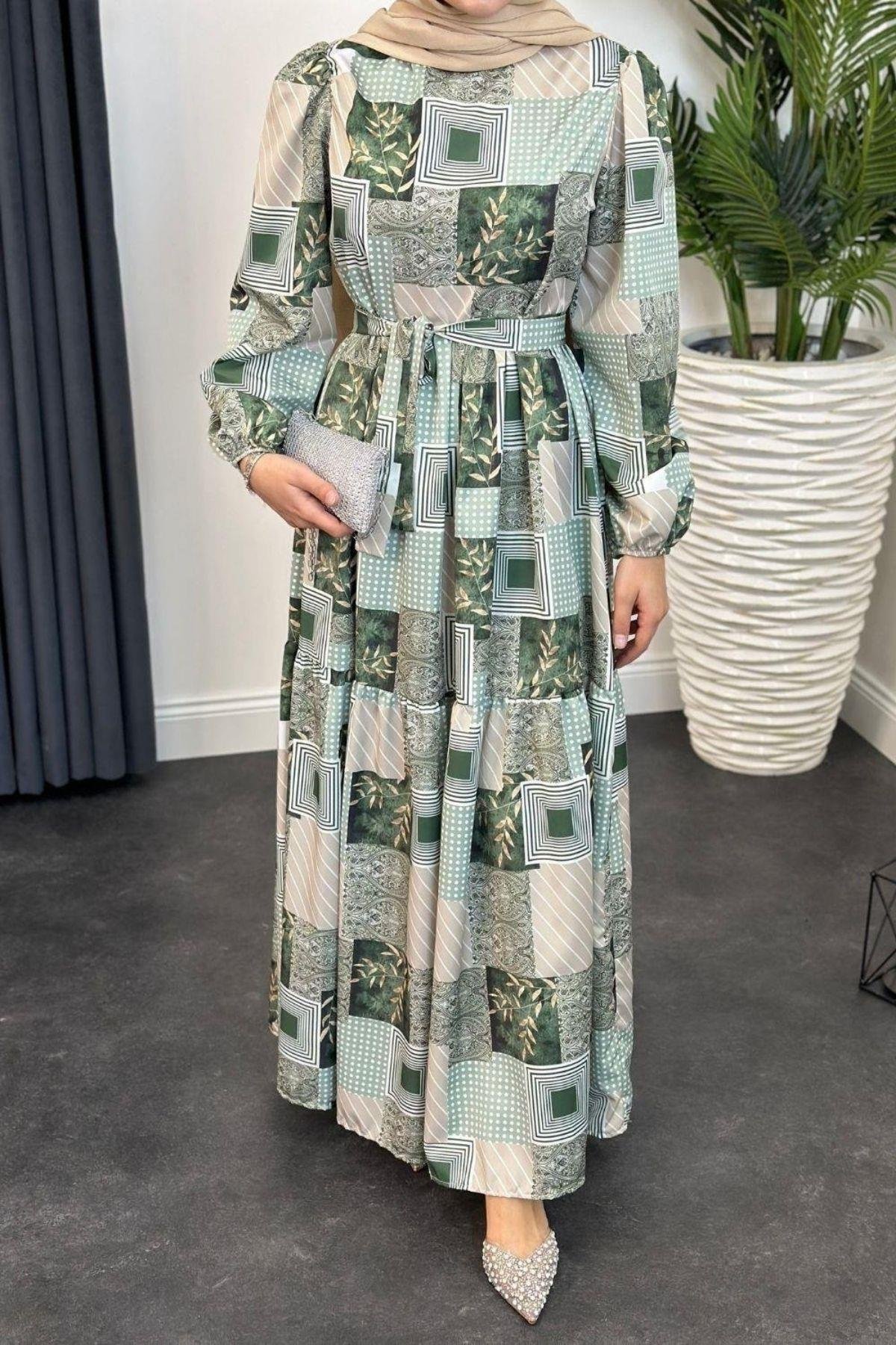 Bahar Desenli Elbise Mint, Fiyatları 